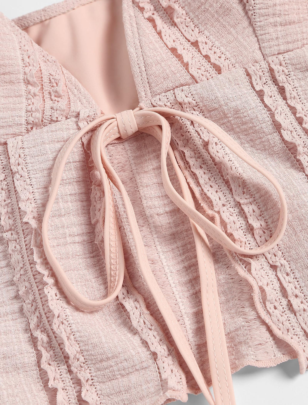 Tankini Swimsuits for Women Smocked Ruffles Tie Front Bowknot Textured High Cut Tanga Tankini Set