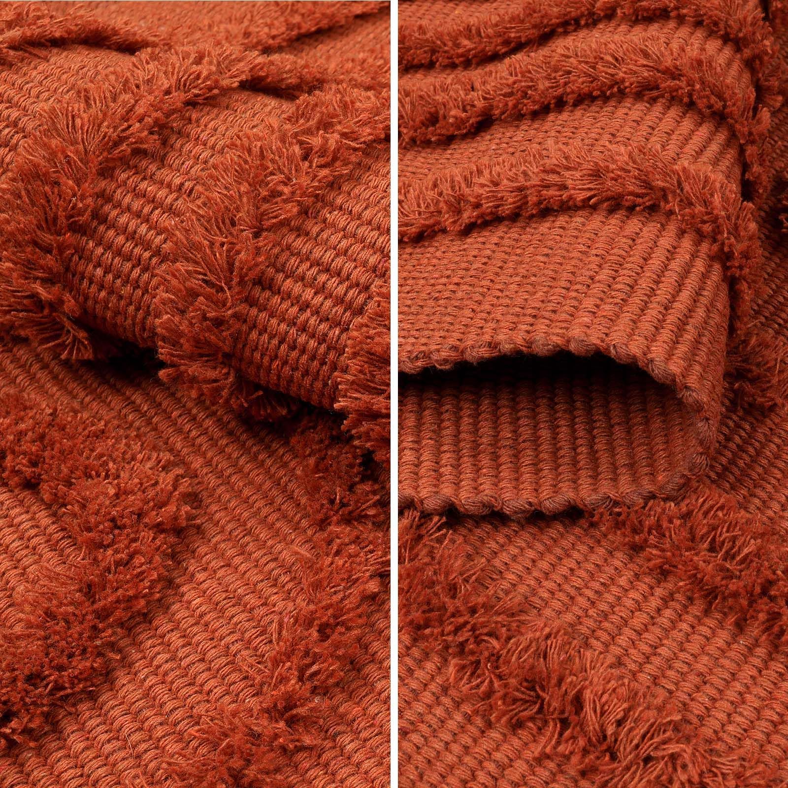 Washable Kitchen Runner Rug - Hand-Woven Bathroom Runner Rug with Tassels, Terracotta Entryway Runner Rug, Tufted Rainbow Bedroom Rug Runner, Hallway Rug for Laundry/Living Room