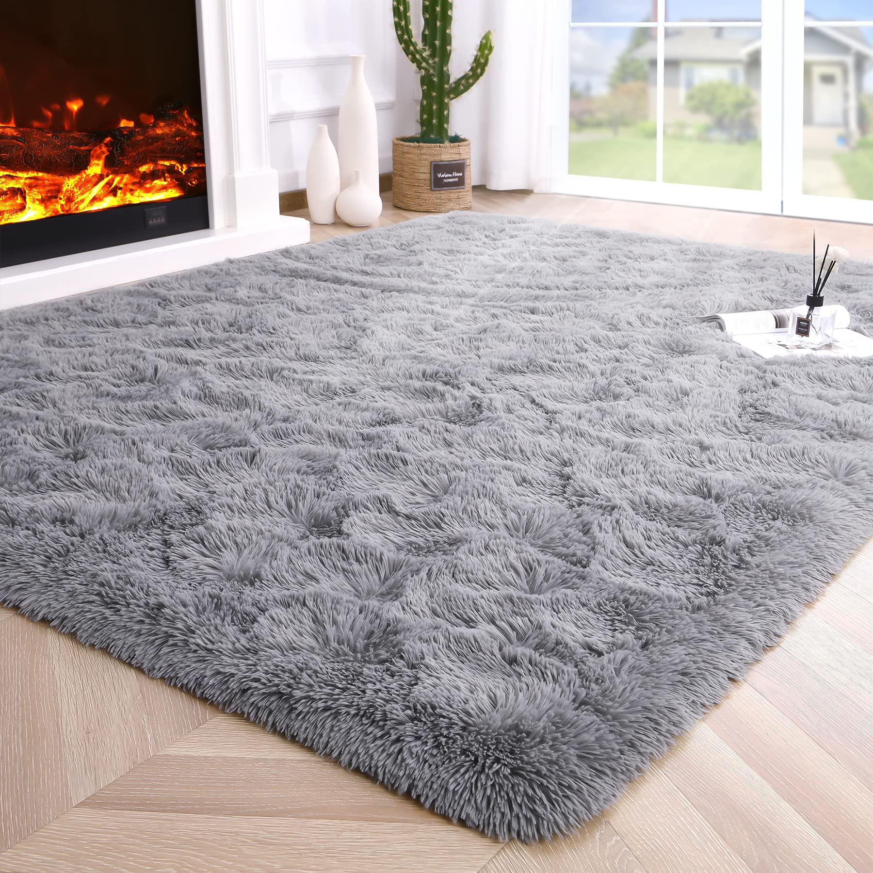 Fluffy Area Rugs Shag Throw Floor Carpet, Soft Shaggy Bedside Non-Slip Plush Rug Home Decor Aesthetic