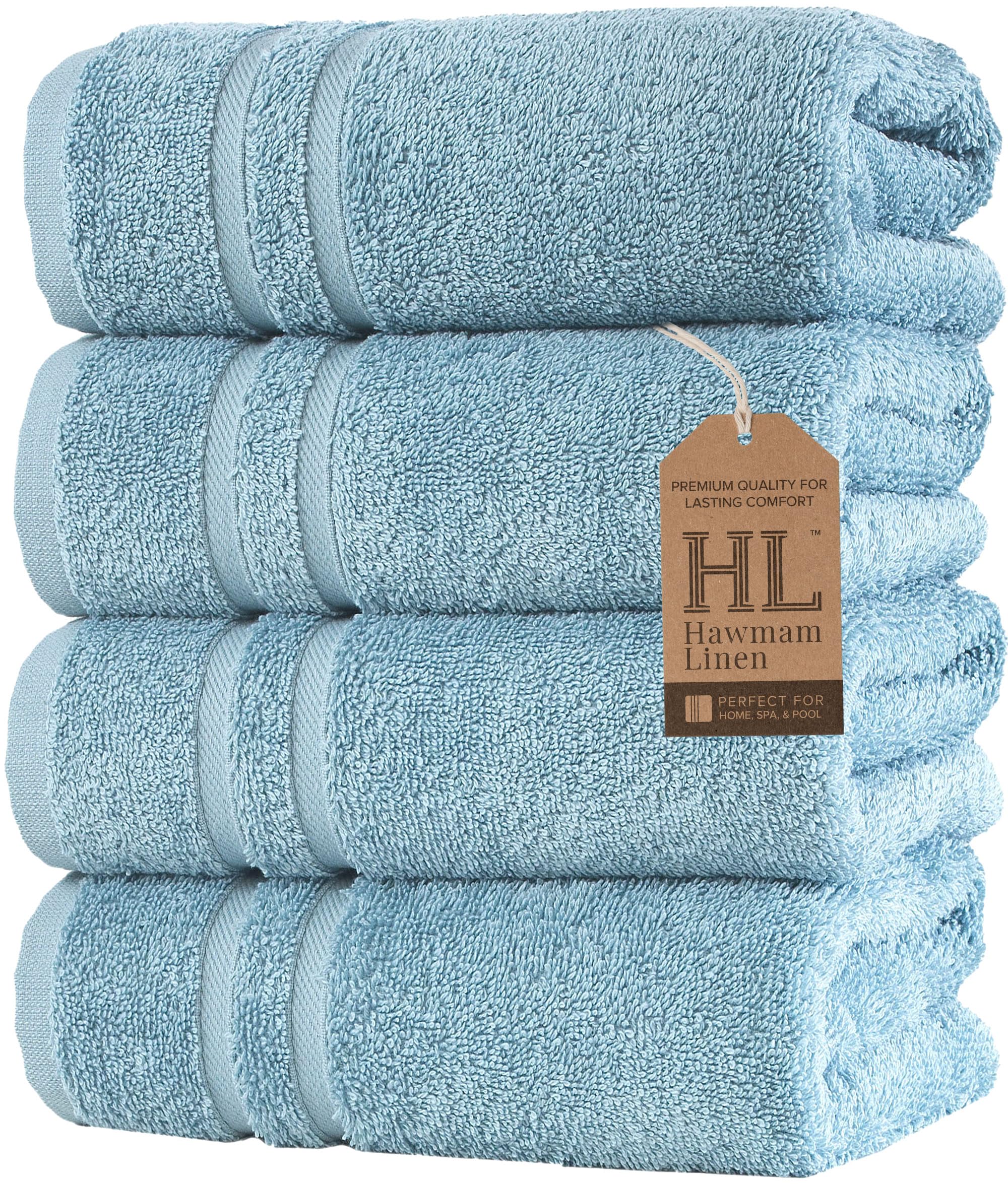 Linen Bath Towels Set for Bathroom Original Turkish Cotton Soft, Absorbent and Premium 2 Bath Towels, 2 Hand Towels, 2 Washcloths