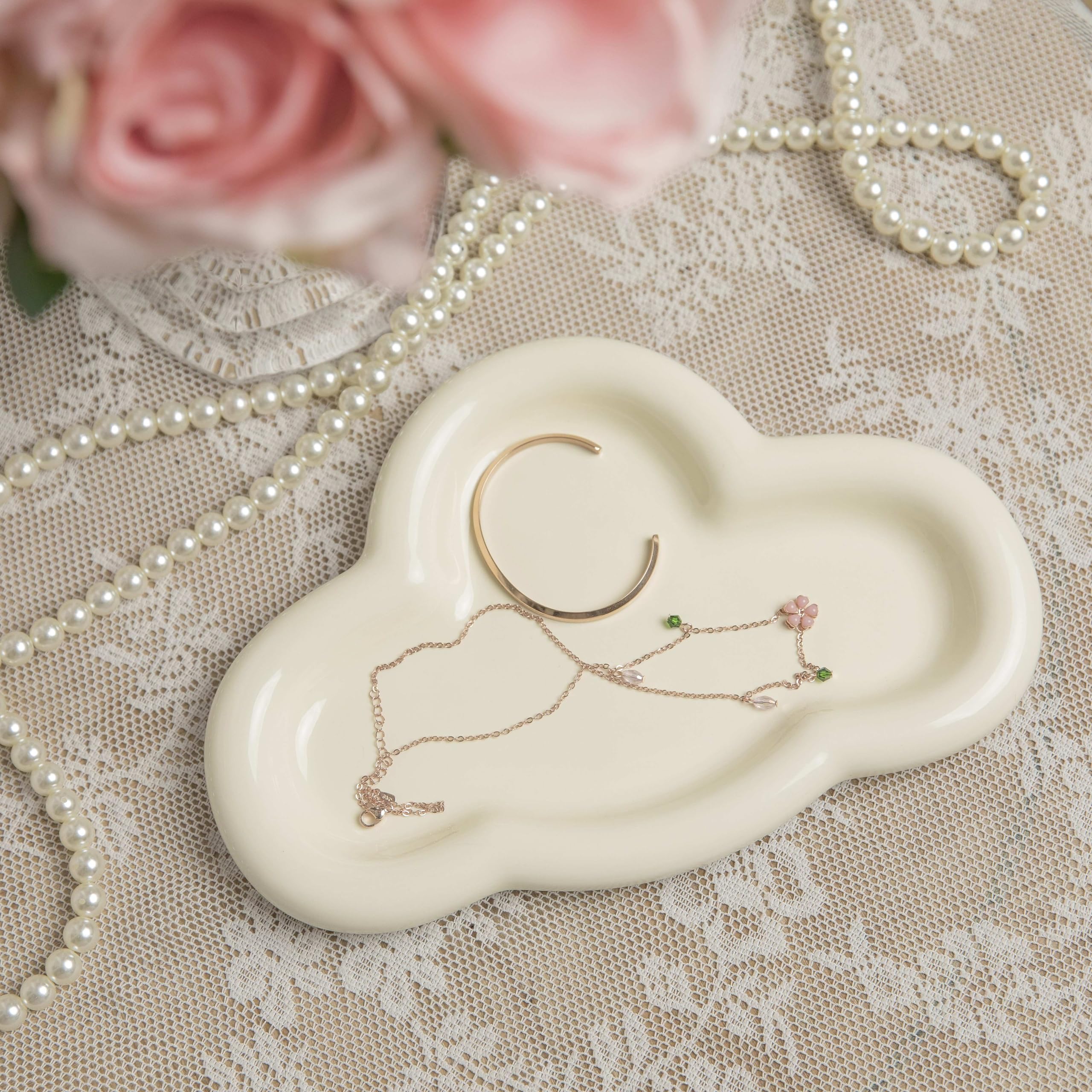 Cloud Trinket Dish, Chubby Jewelry Tray, Ceramic Jewelry Ring Trinket Dish for Rings Earrings Necklace Organizer
