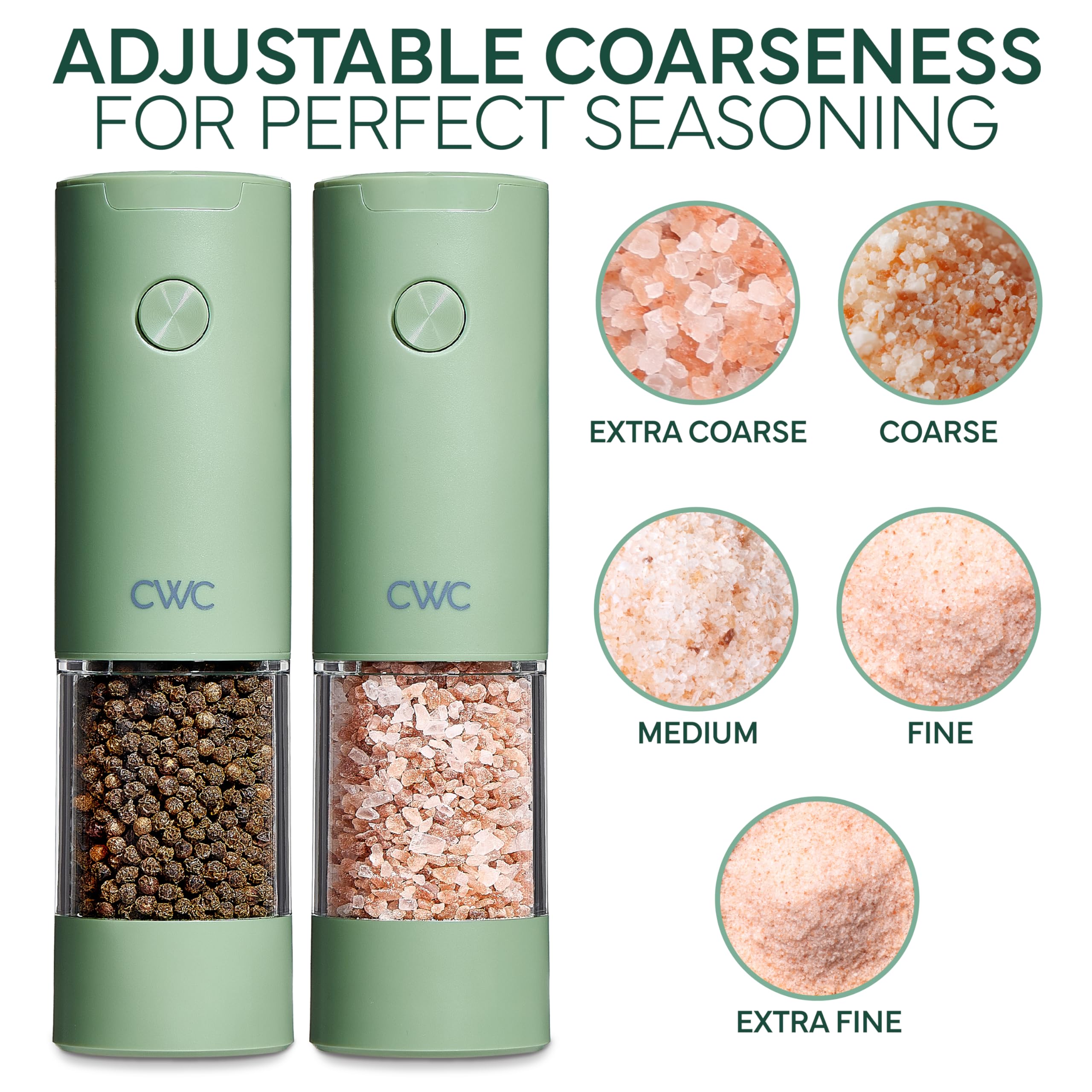 Electric Pepper & Salt Shaker Set of 2 Grinders