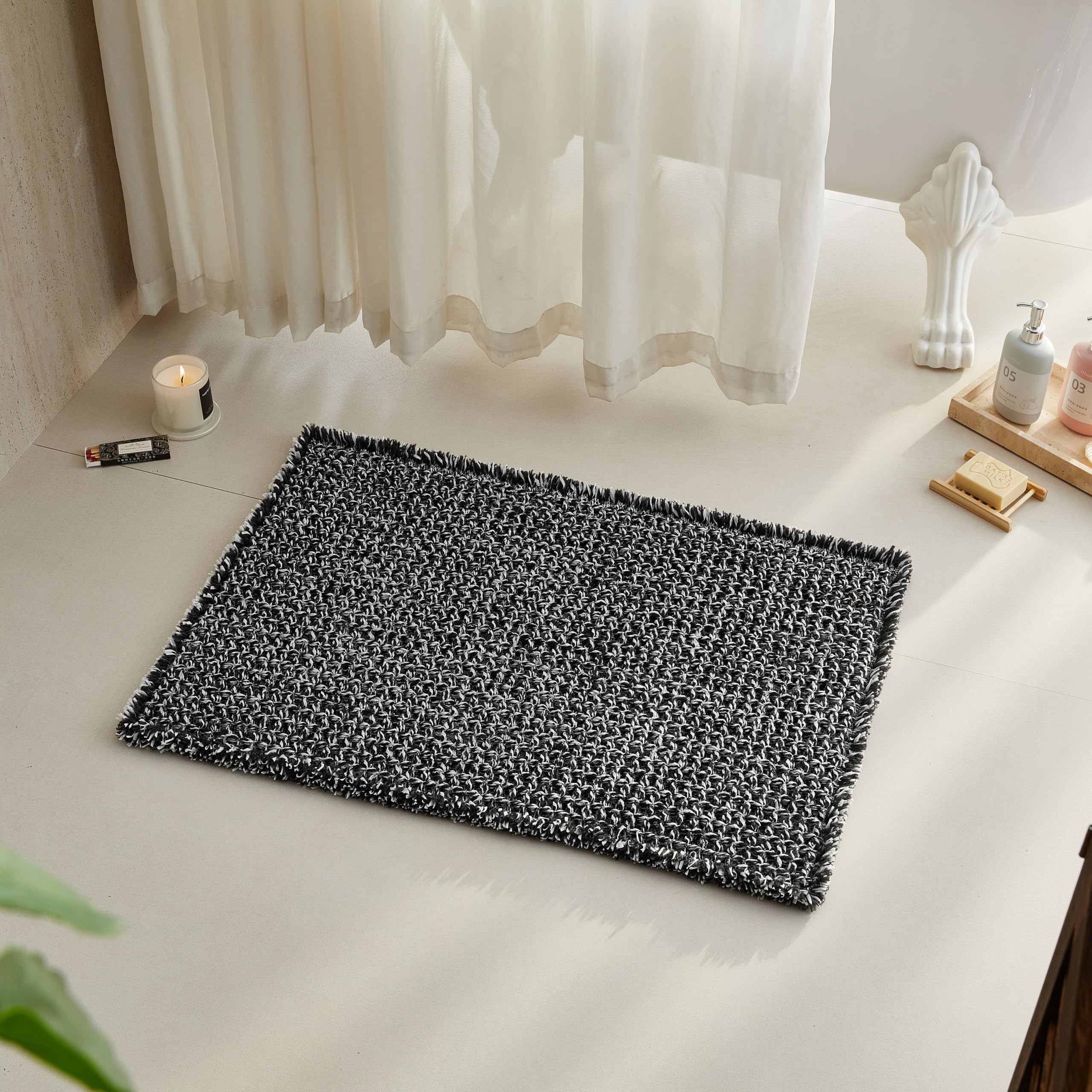 Waffle Bath Mat Non Slip Washable Quick Dry Cute Bath Mat