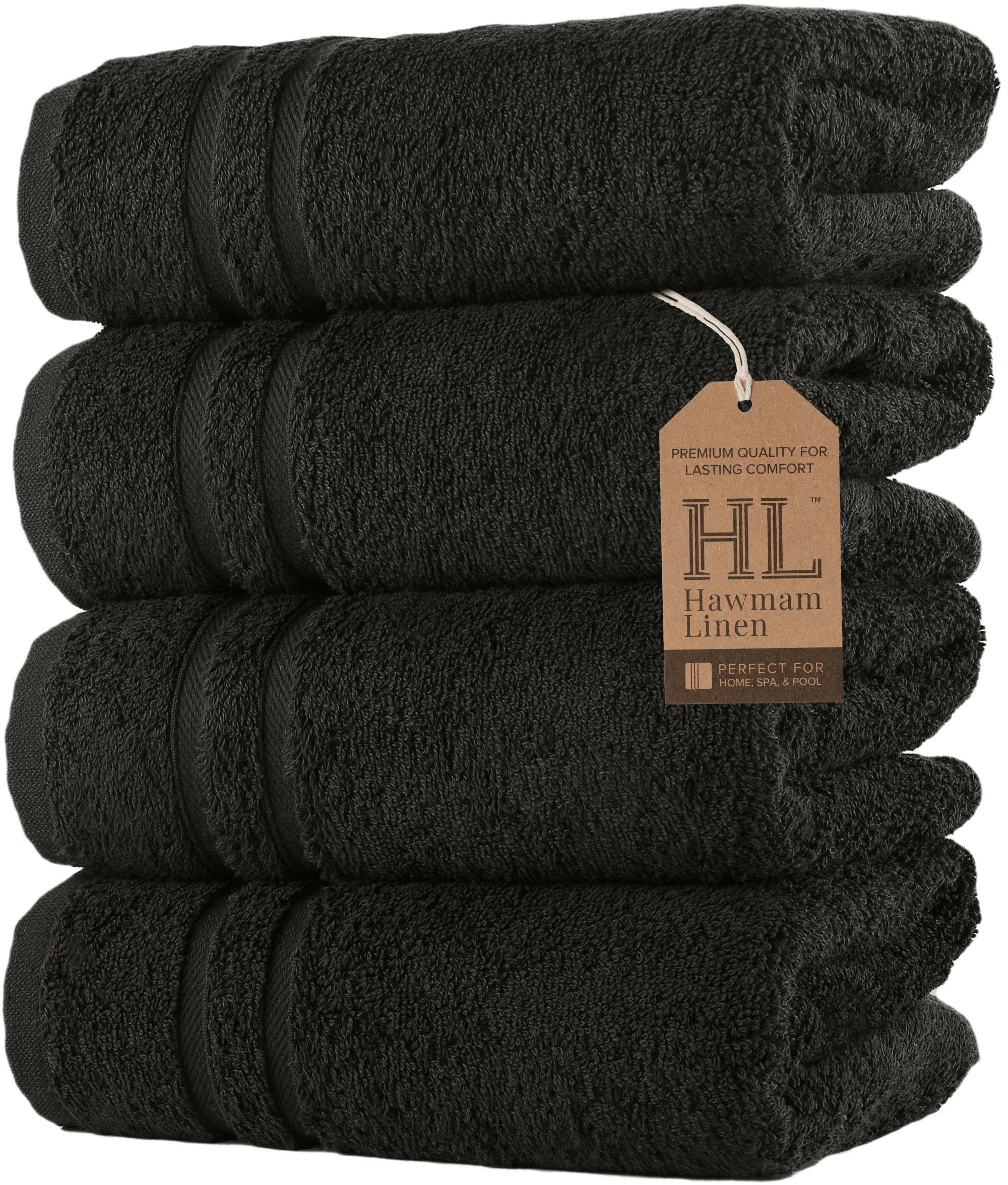 Linen Bath Towels Set for Bathroom Original Turkish Cotton Soft, Absorbent and Premium 2 Bath Towels, 2 Hand Towels, 2 Washcloths