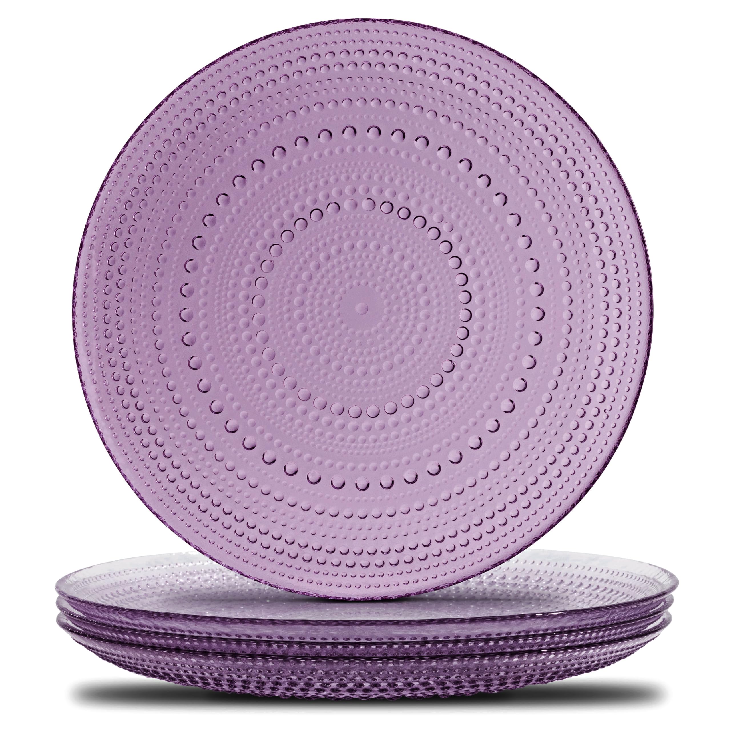 Vintage Glass Plates Set of 4 Plates 10.5in