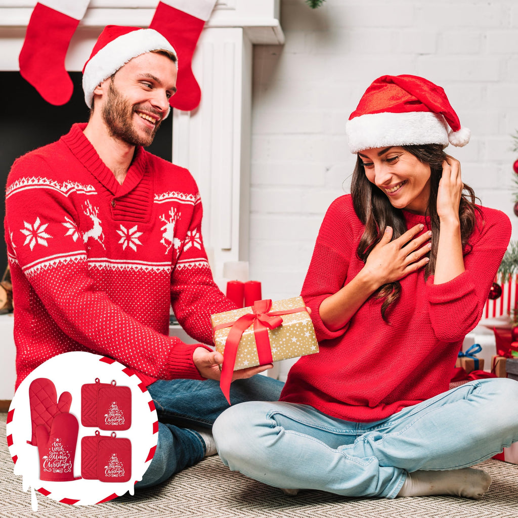 The Heart of The Home Heat Resistant Hot Pad Machine Washable Gloves with Hanging Loop Pocket