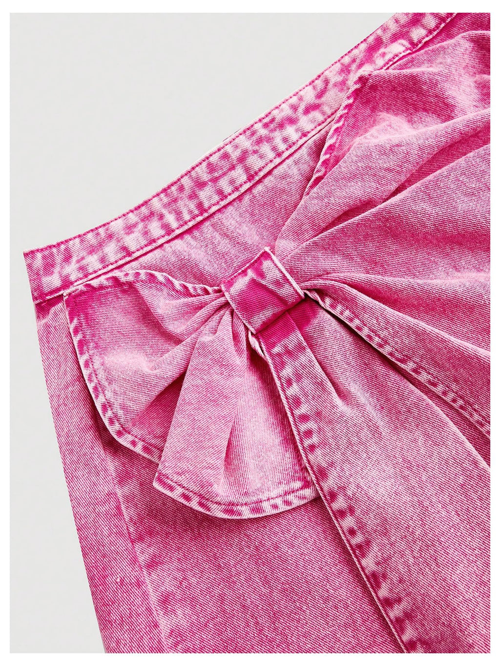 Women's High Waisted Big Bow Wrap Front Mini Bodycon Denim Skirts