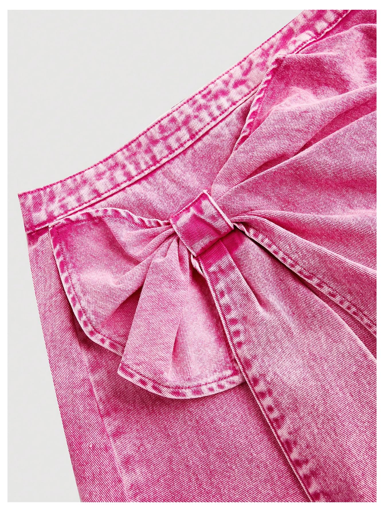 Women's High Waisted Big Bow Wrap Front Mini Bodycon Denim Skirts