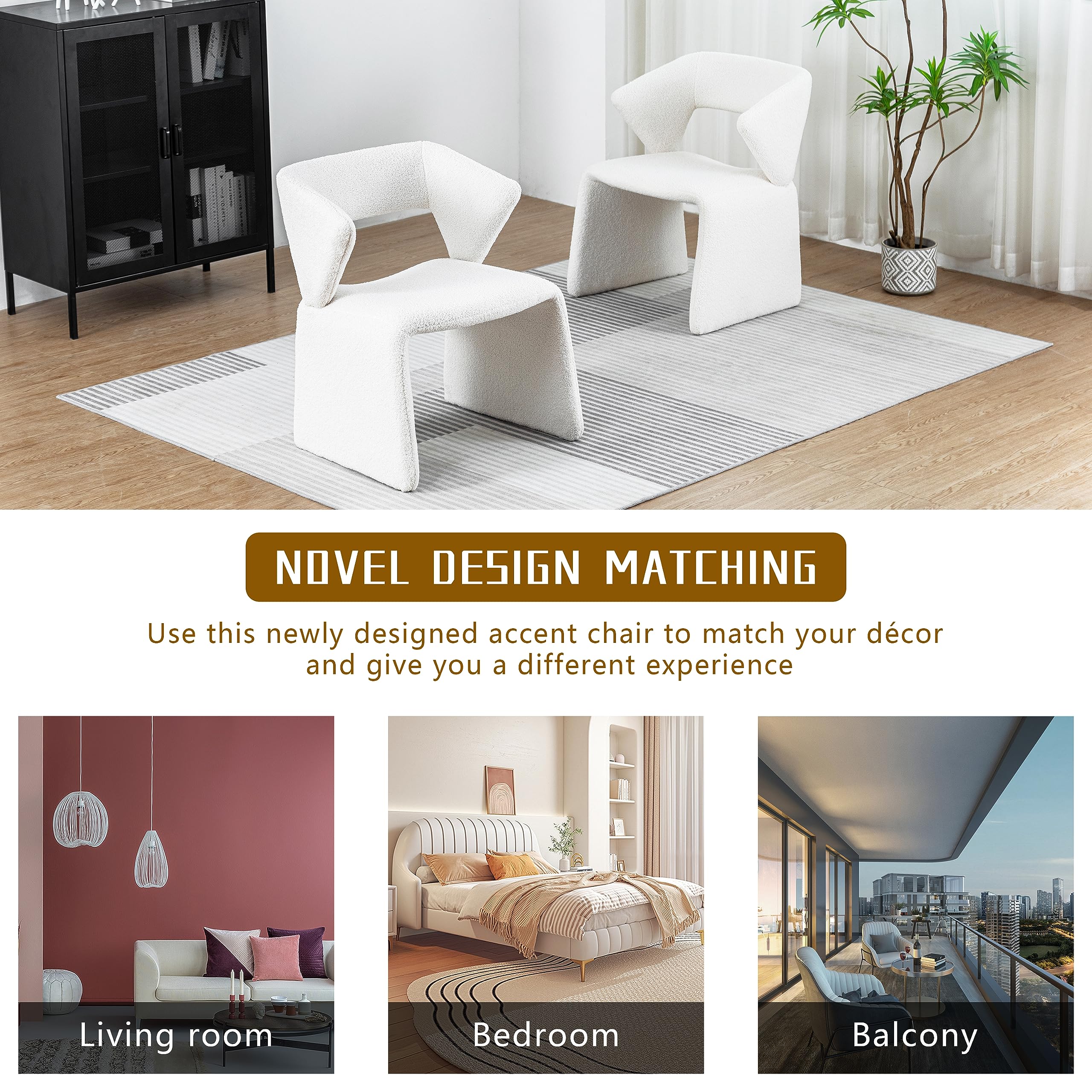 Modern Bouclé Sherpa Accent Chair â€?Comfy Tufted Lamb Fabric Armed Leisure Chair for Reading, Bedroom, Office, and Living Room