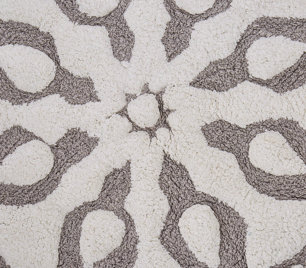 Medallion Floral Pattern Bath Mat 100% Cotton Tufted Bathroom Rugs Luxurious Plush Absorbent, Quick Dry