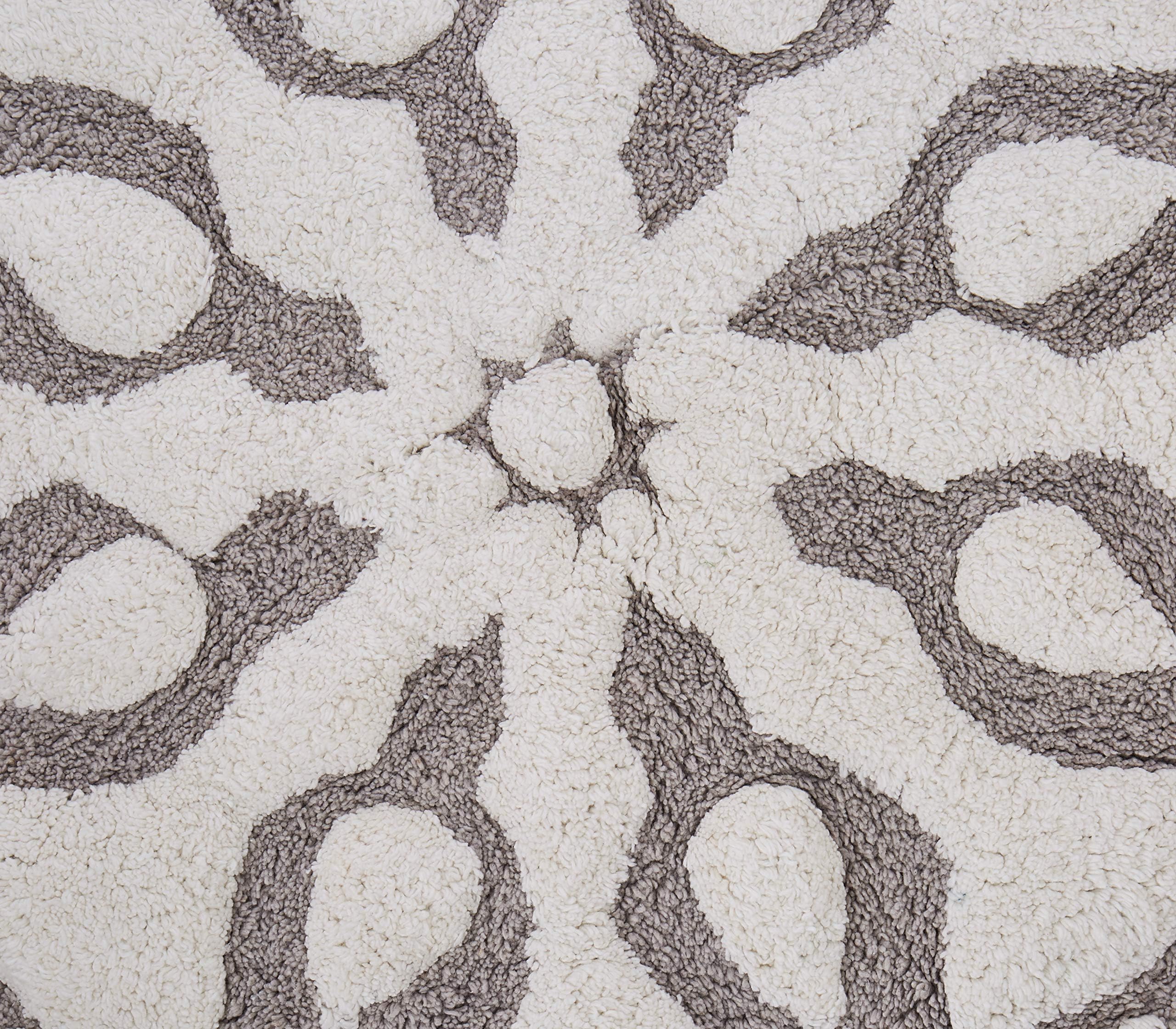 Medallion Floral Pattern Bath Mat 100% Cotton Tufted Bathroom Rugs Luxurious Plush Absorbent, Quick Dry