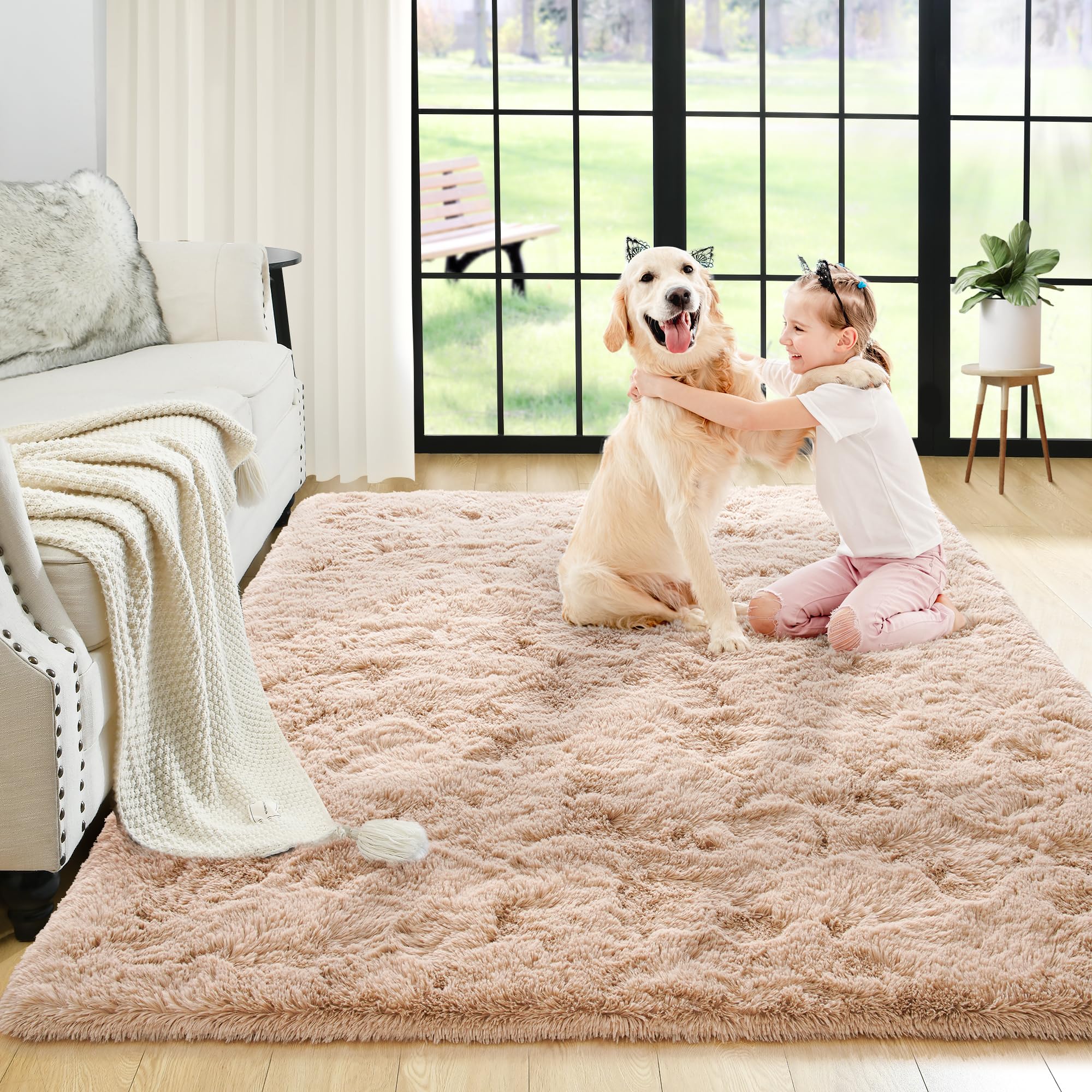 Fluffy Area Rugs Shag Throw Floor Carpet, Soft Shaggy Bedside Non-Slip Plush Rug Home Decor Aesthetic