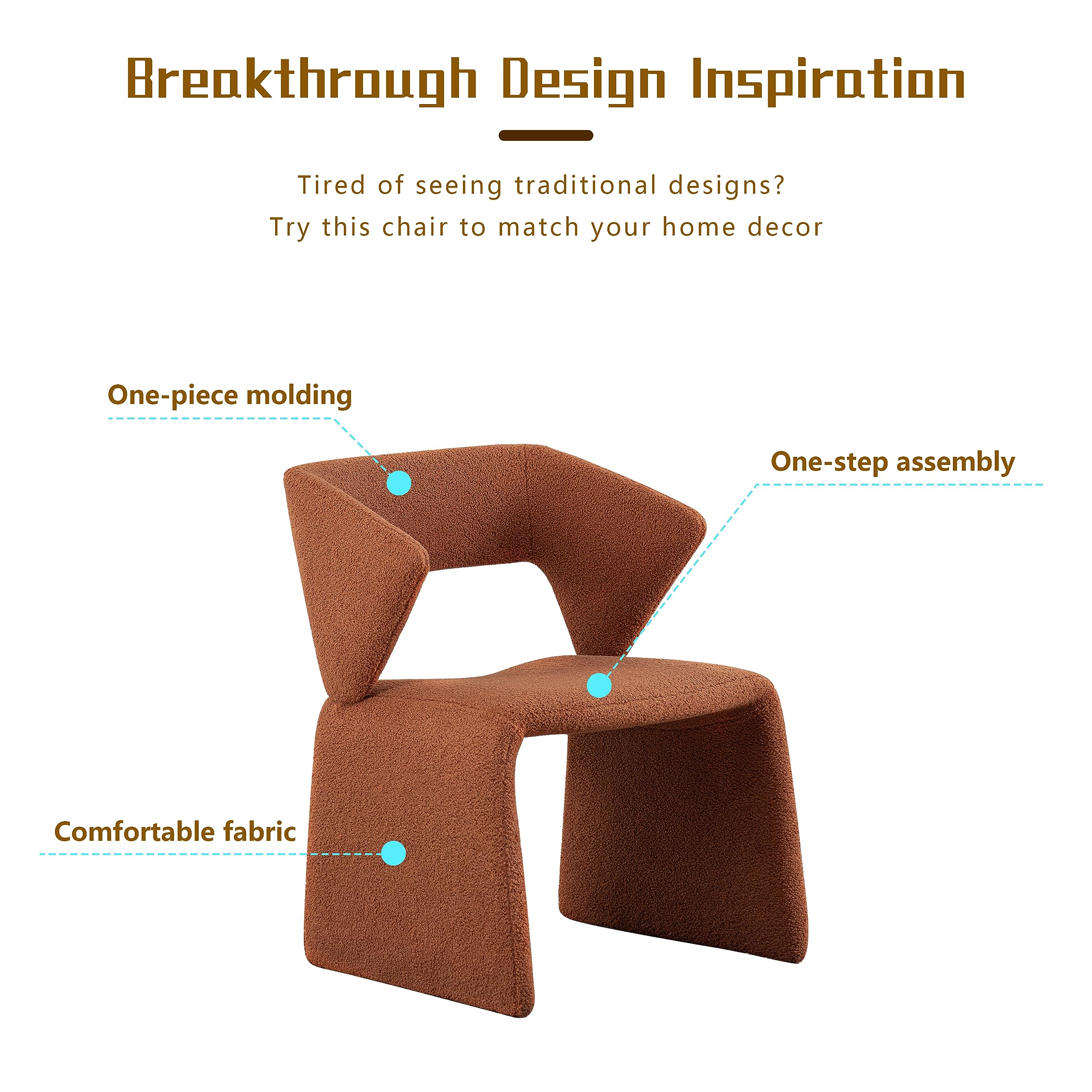 Modern Bouclé Sherpa Accent Chair â€?Comfy Tufted Lamb Fabric Armed Leisure Chair for Reading, Bedroom, Office, and Living Room