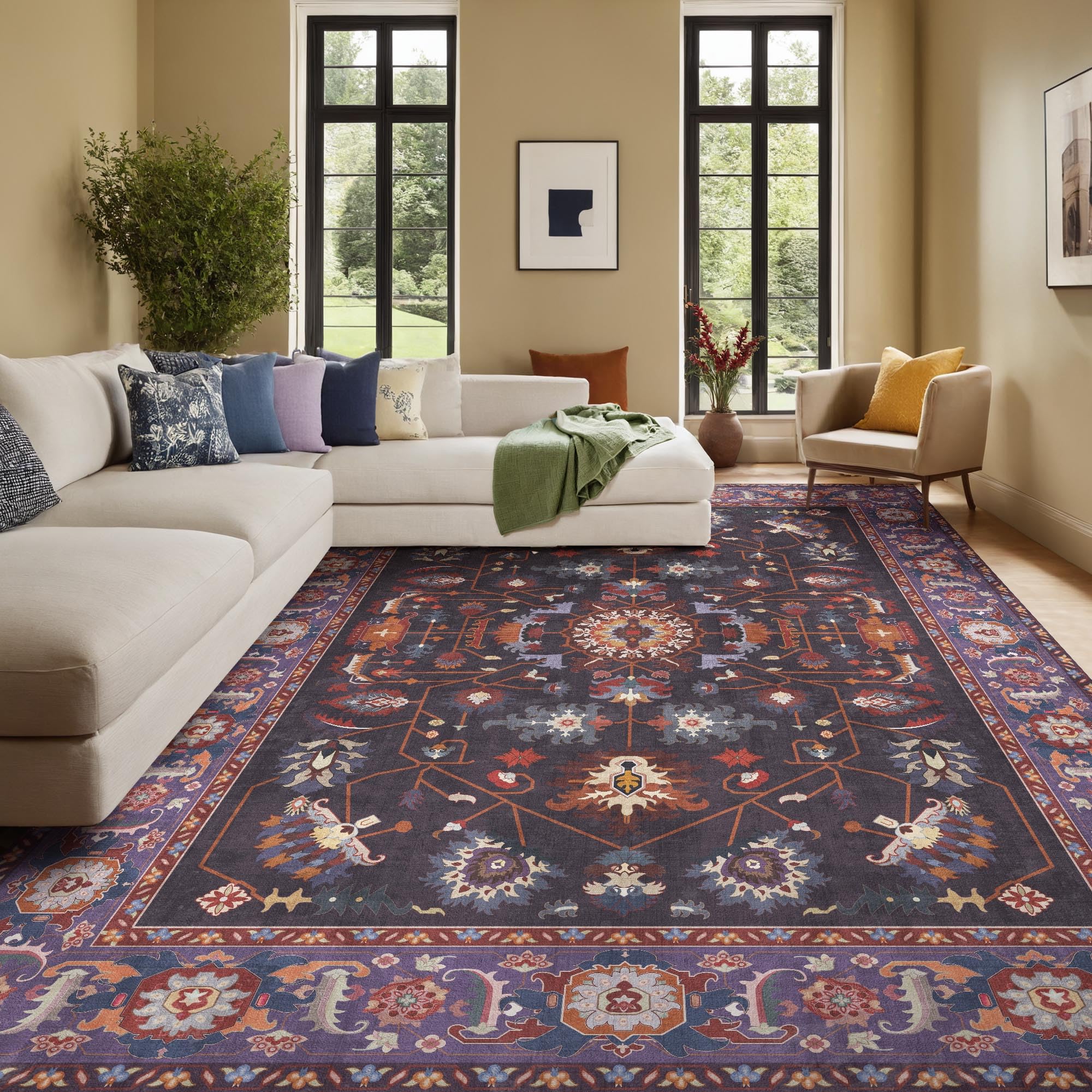 Vintage Stain Resistant Soft Oriental Rugs