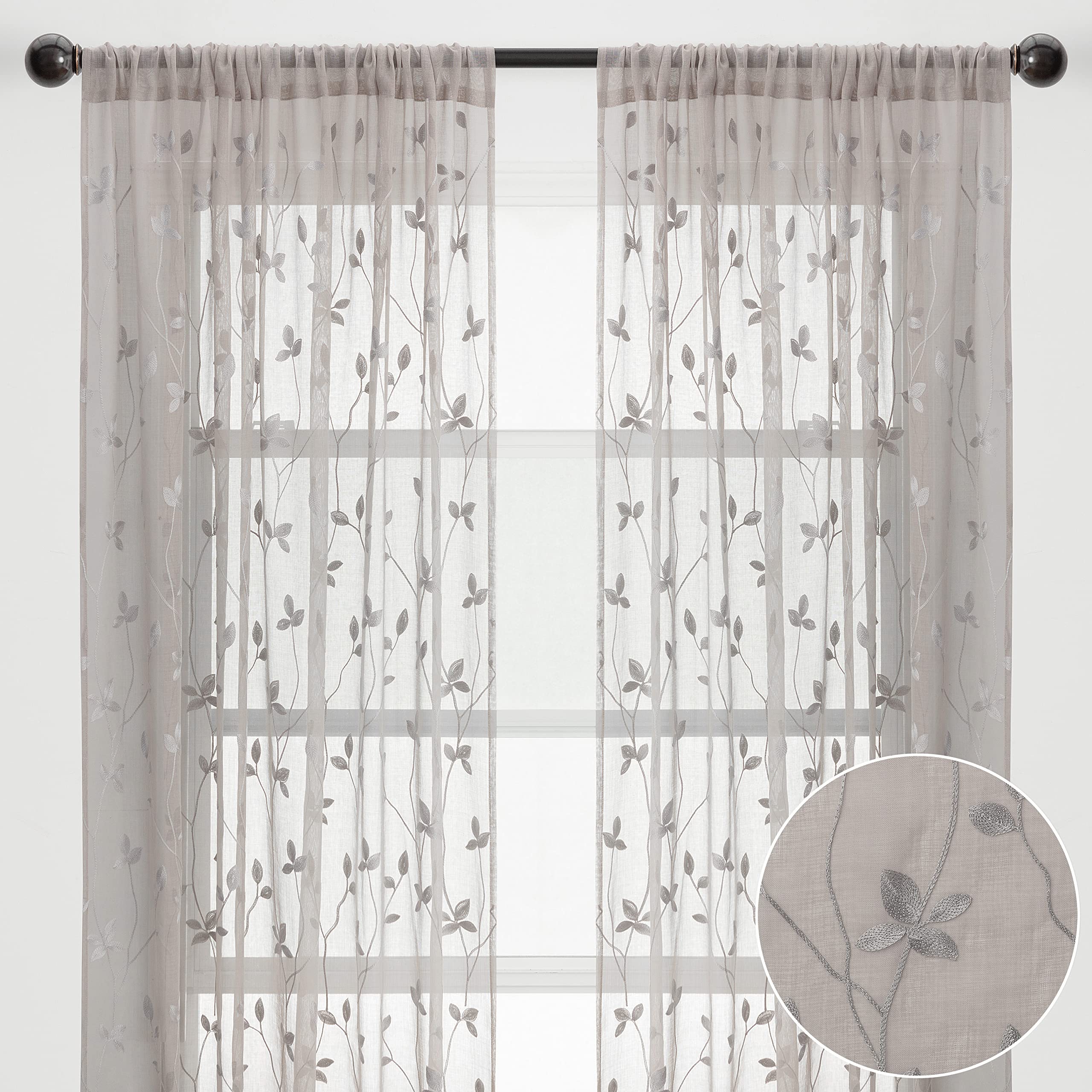 Embroidered Vine Curtains - Sheer Curtains