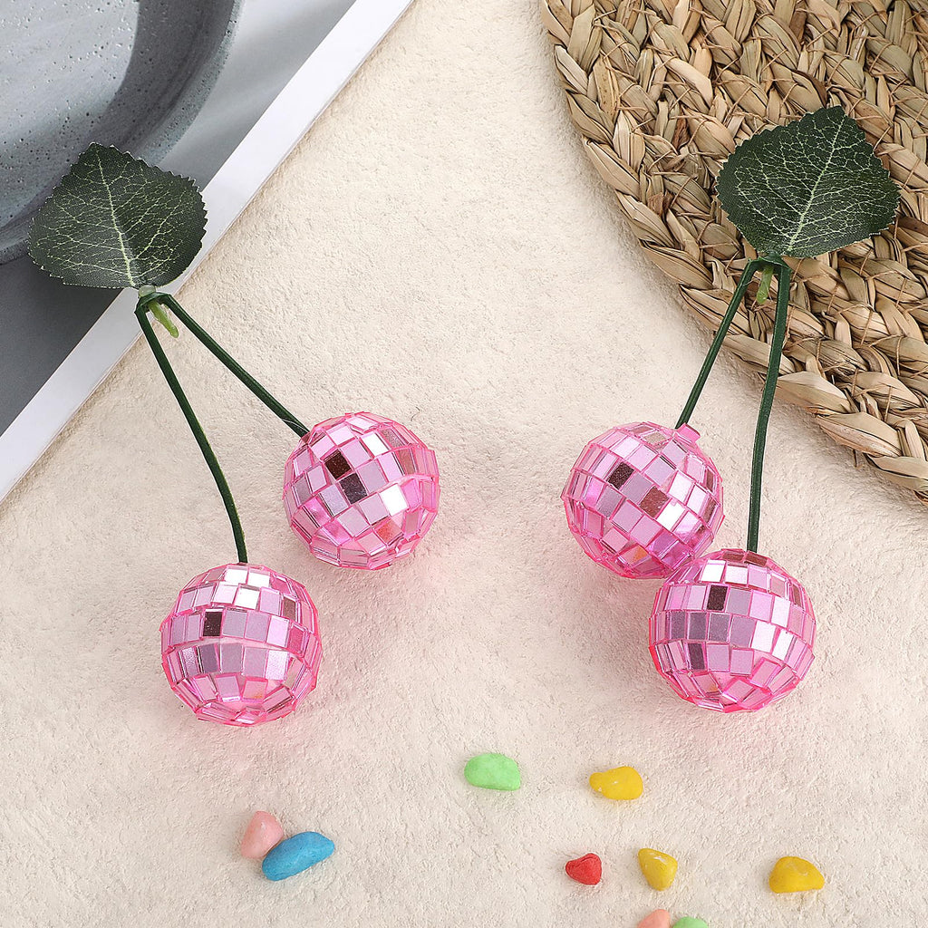 Small Cherry Hanging Disco Ball Decor, 1.2 Inch Double Mirror Disco Reflective Balls