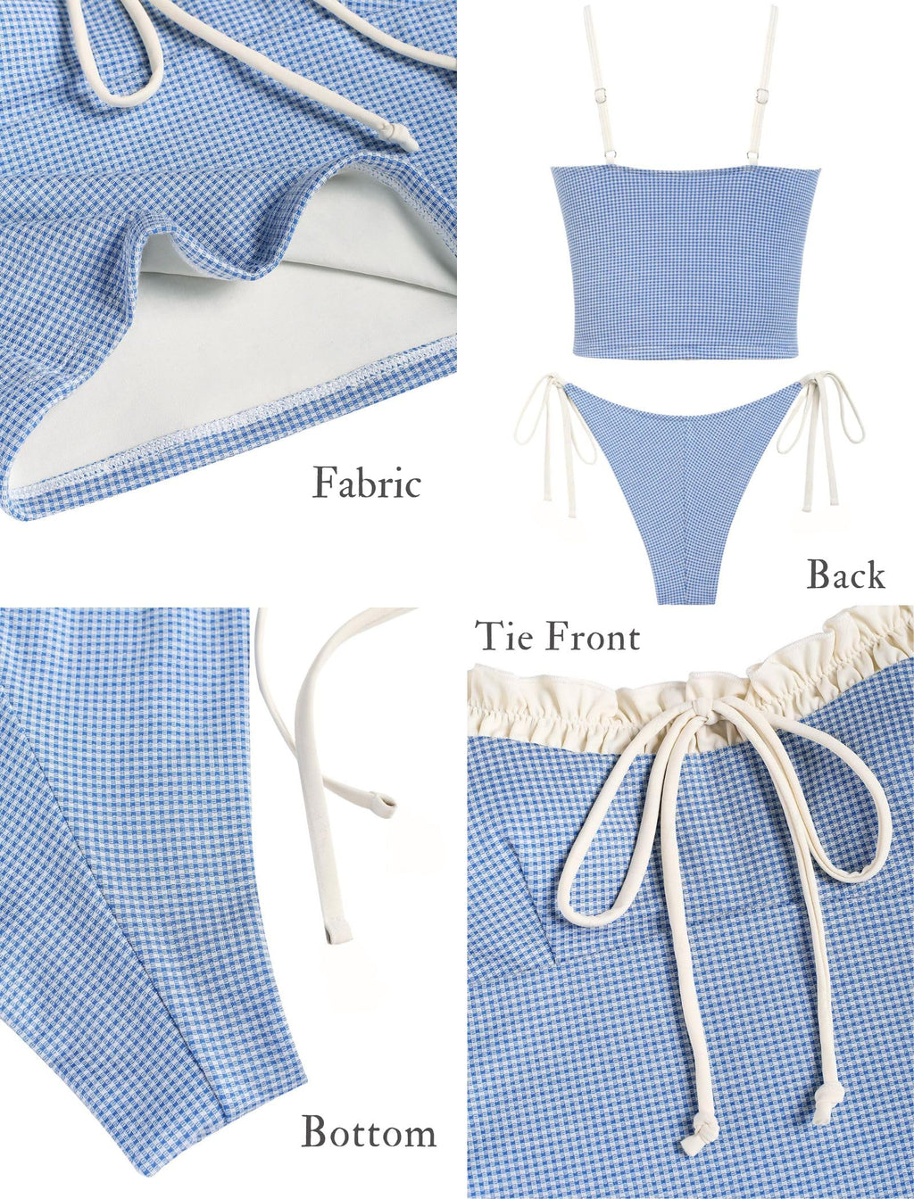 Tankini Swimsuits for Women Tie Front Tummy Control Spliced Ruffles Bikini Sets Two Piece Bathing Suits