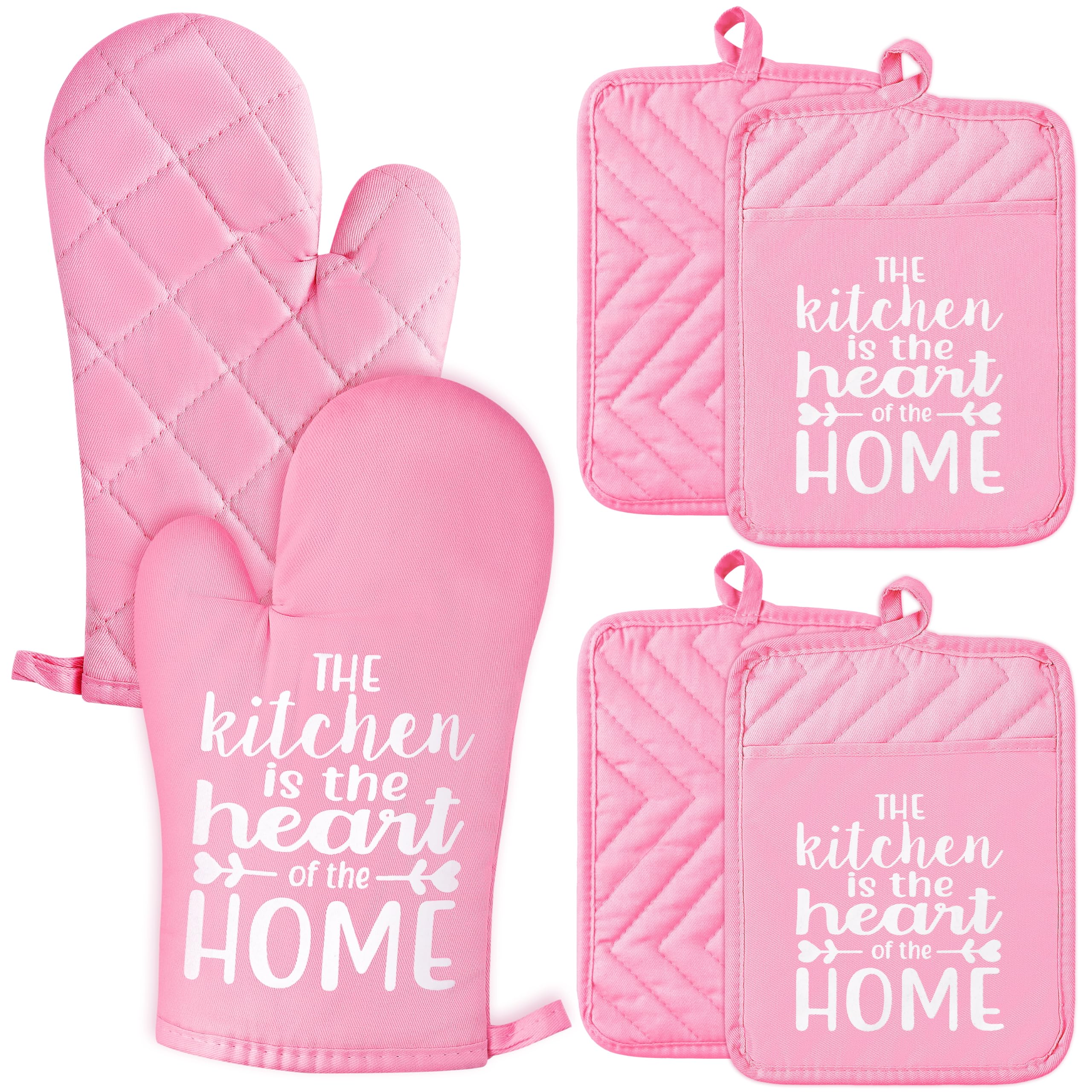 The Heart of The Home Heat Resistant Hot Pad Machine Washable Gloves with Hanging Loop Pocket