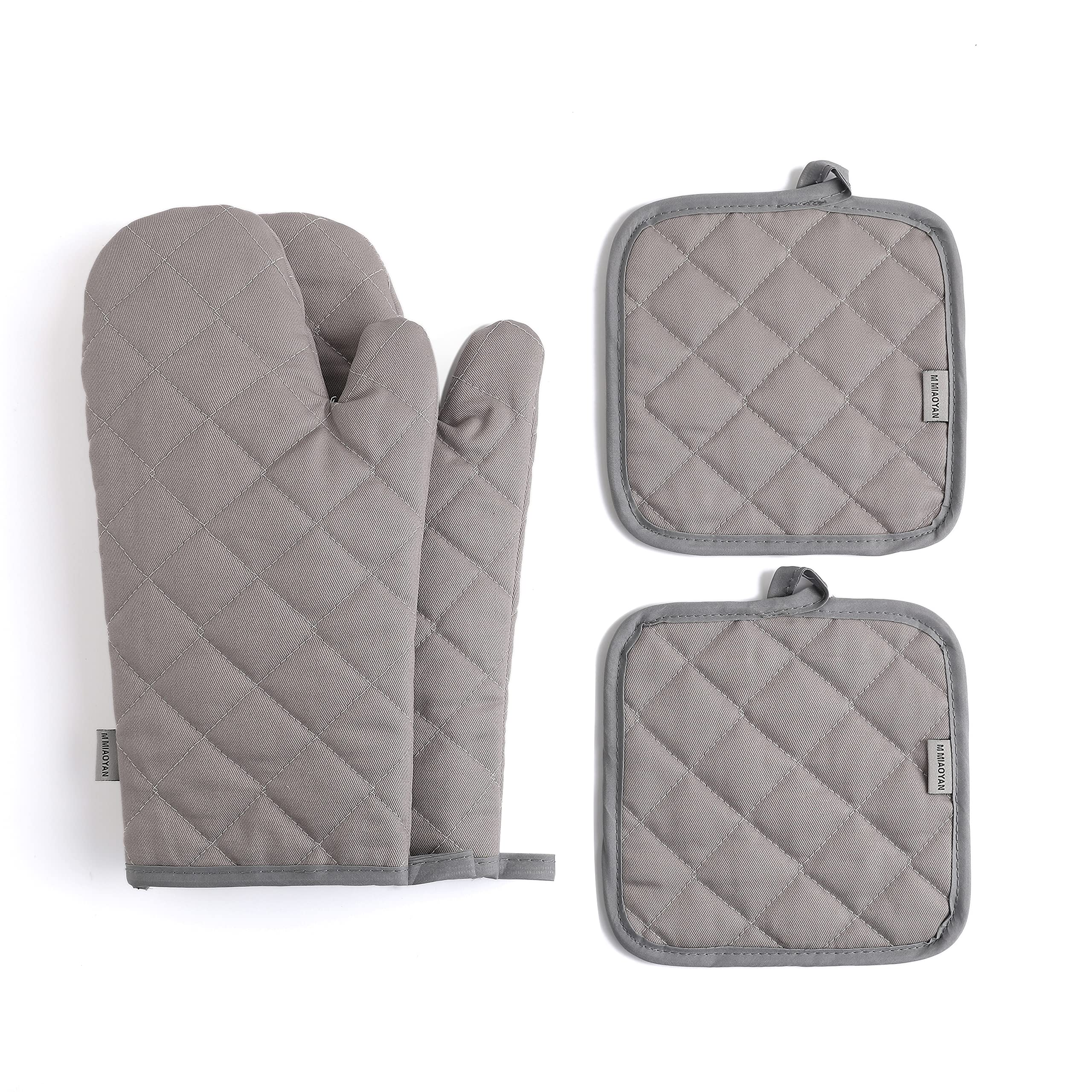 Oven Mitts and Pot Holders 4 pcs Set,High Heat Resistant 500 Degree Extra Thicken