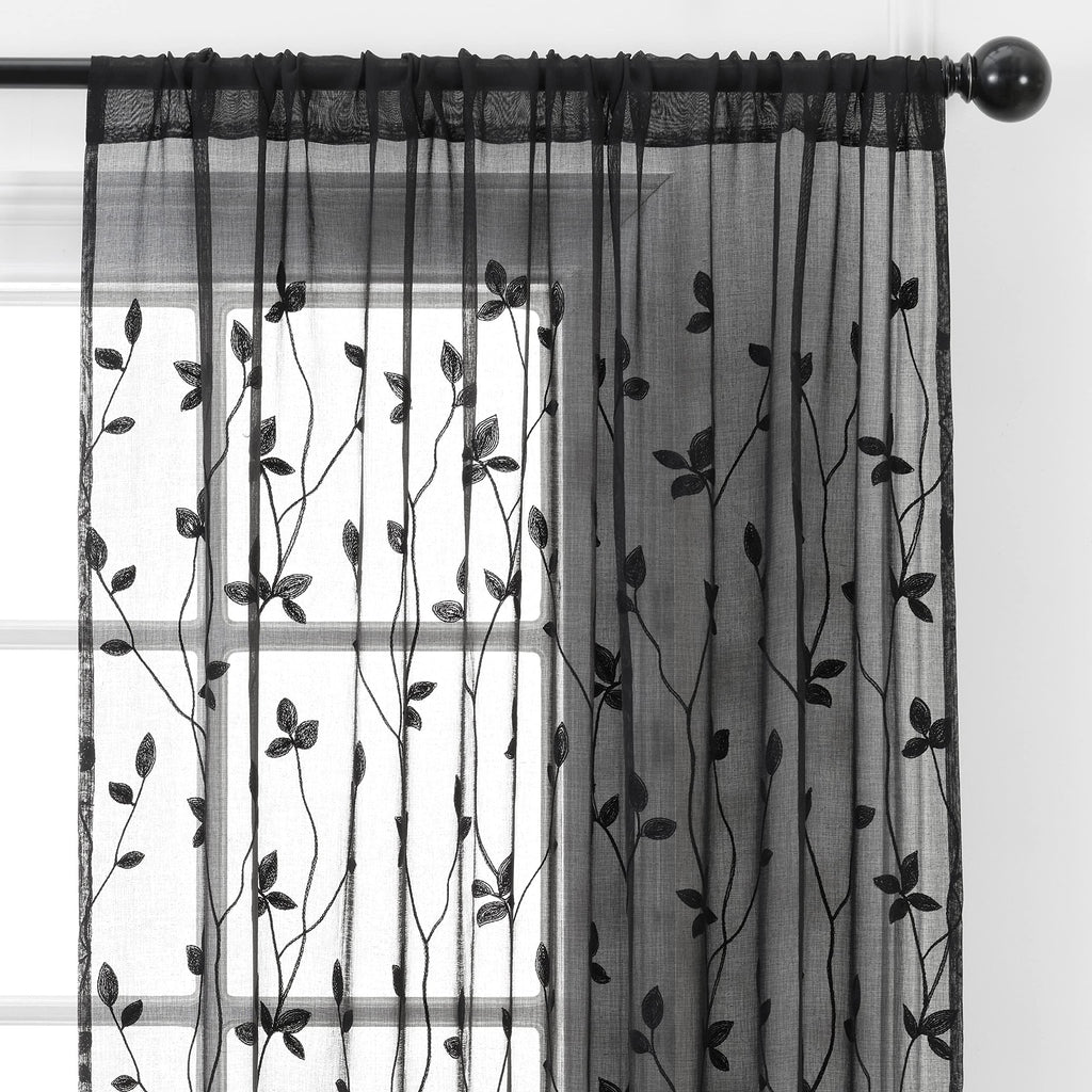 Embroidered Vine Curtains - Sheer Curtains