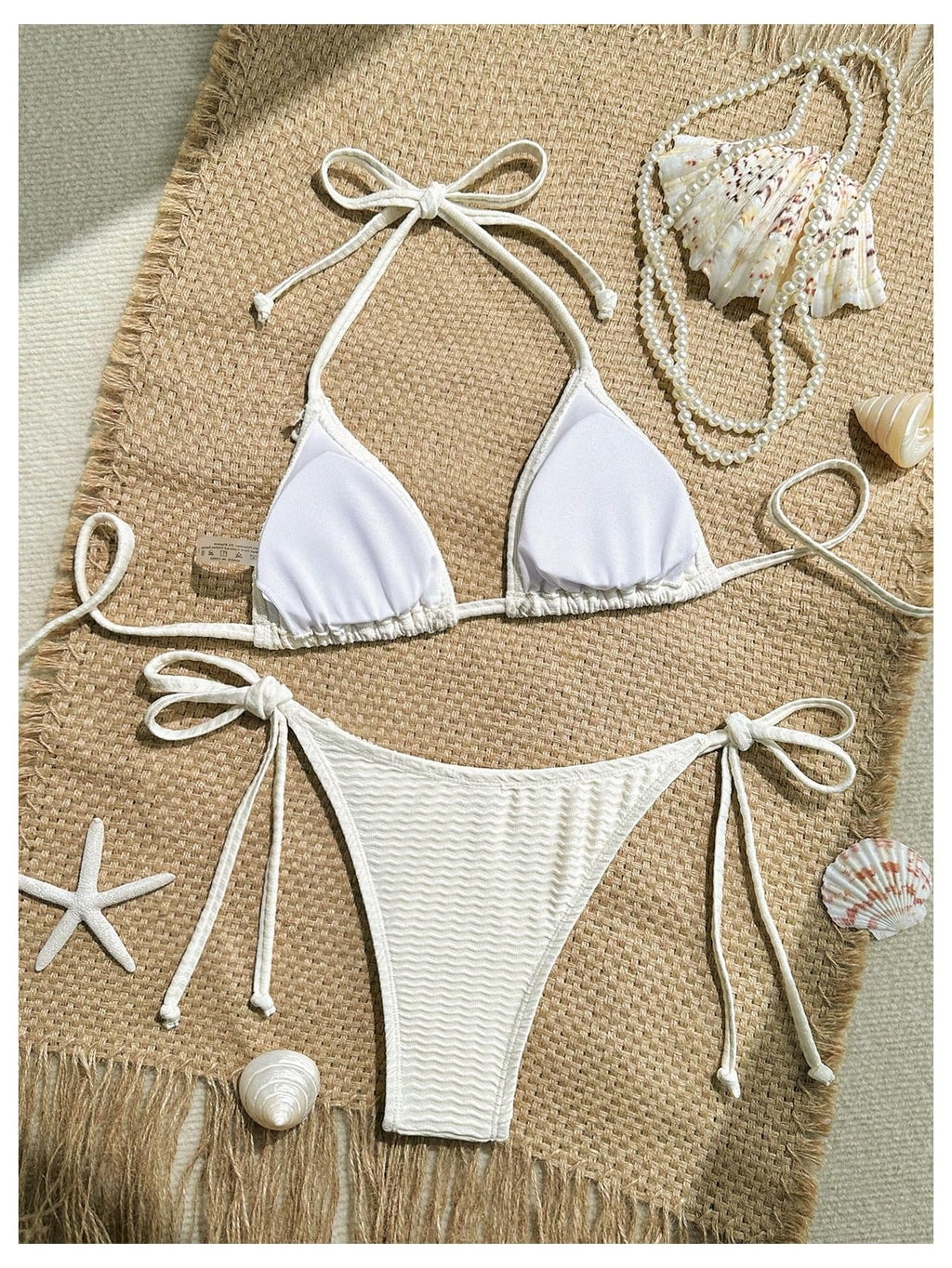 Women's 2 Piece Halter Triangle Bathing Suit Ribbed Bikini Swimsuits