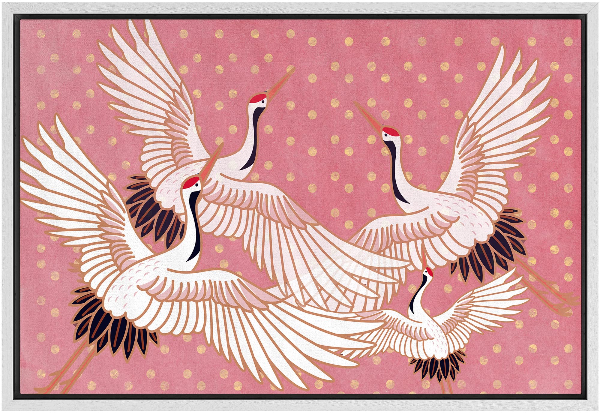 Framed Multicolored Disco Ball Canvas Print â€?Preppy Wall Art for Living Room, Bedroom, or Office