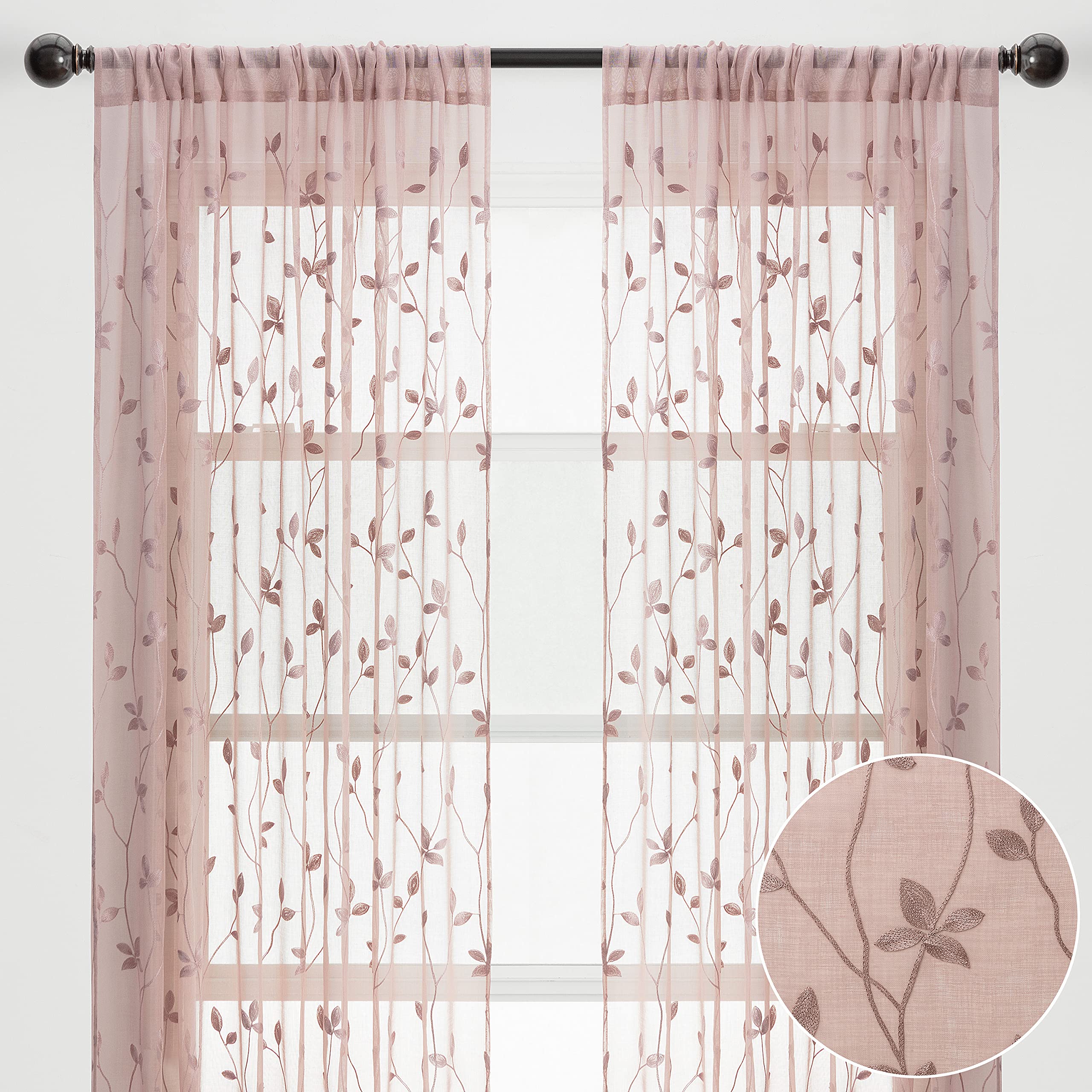 Embroidered Vine Curtains - Sheer Curtains
