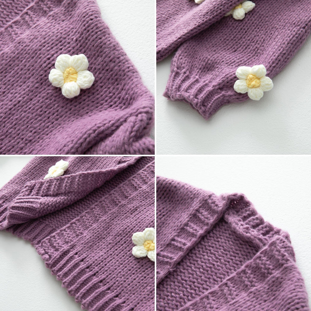 Women's Kawaii Strawberry Embroidered Cardigan Long Sleeve V Neck Chunky Knitted Cardigans