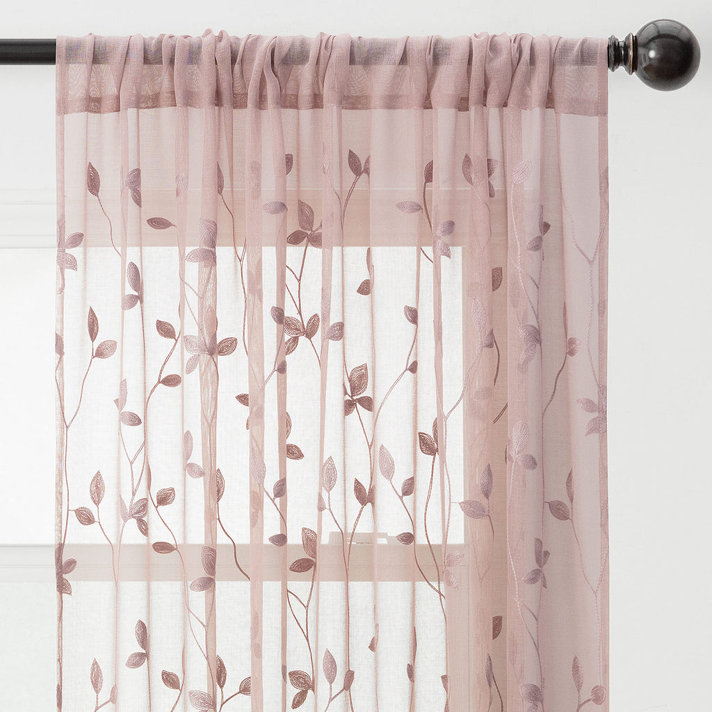 Embroidered Vine Curtains - Sheer Curtains