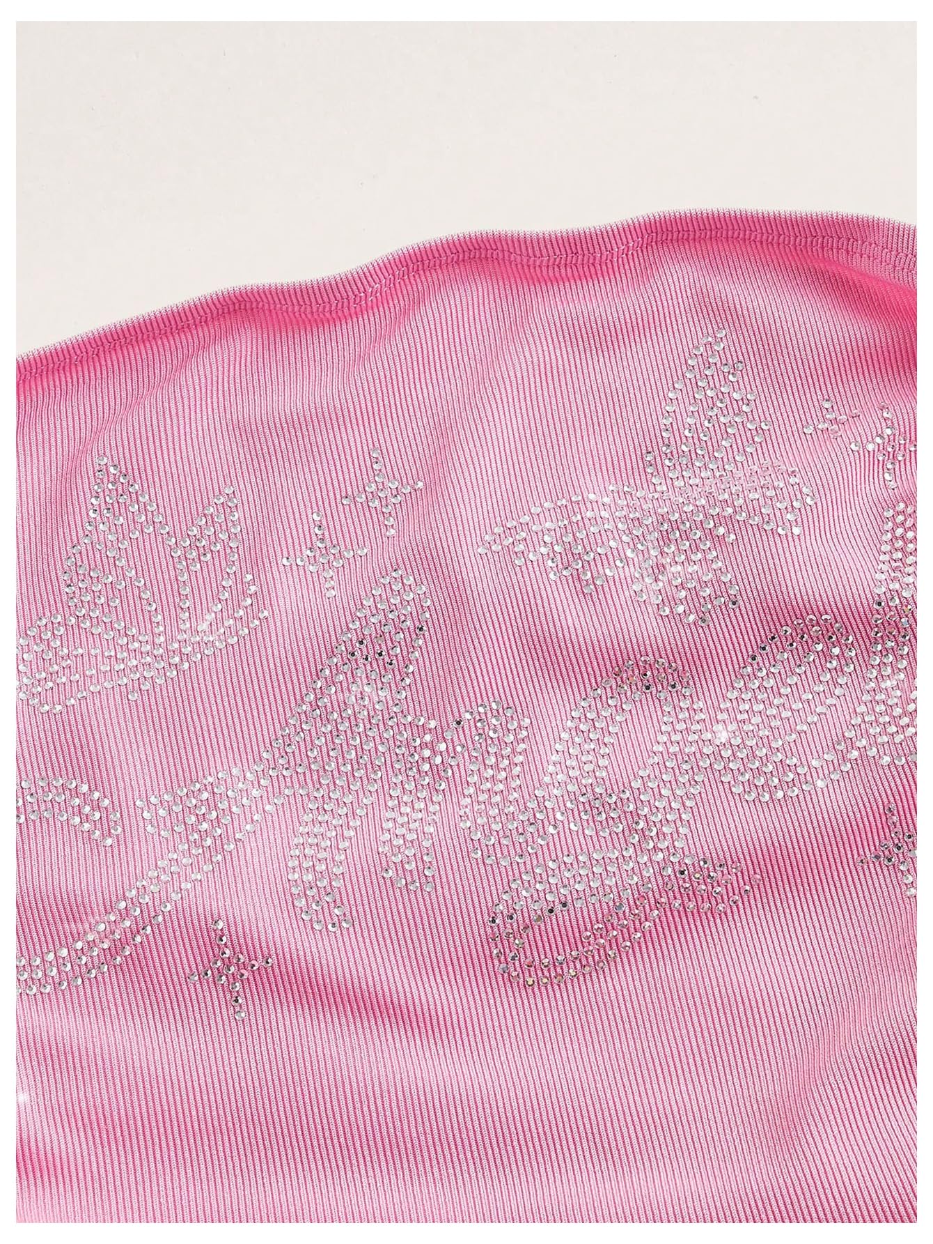 Women's Y2K Tube Tops Rhinestone Strapless Sleeveless Graphic Crop Tops