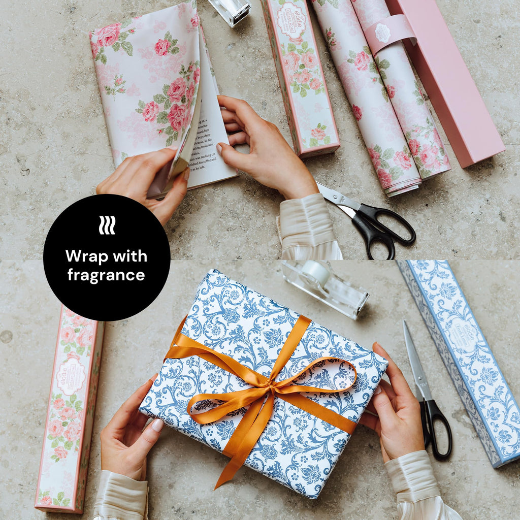 Scented Drawer Liners - Non-Adhesive Paper Sheets for Closet Shelves, Cabinet, Home Essentials & Dresser - 14 x 19.5 Inch Royal Damask Print Drawer Liner - Coquette Room Decor