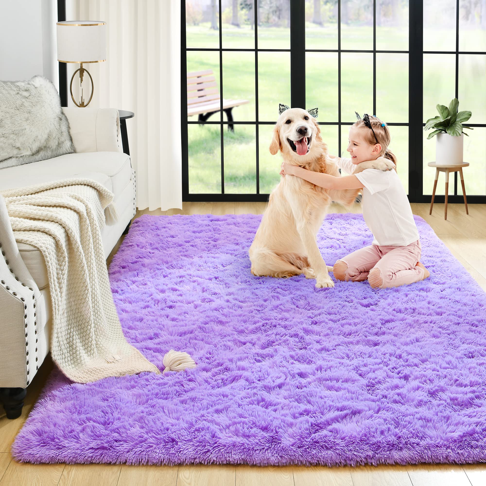 Fluffy Area Rugs Shag Throw Floor Carpet, Soft Shaggy Bedside Non-Slip Plush Rug Home Decor Aesthetic