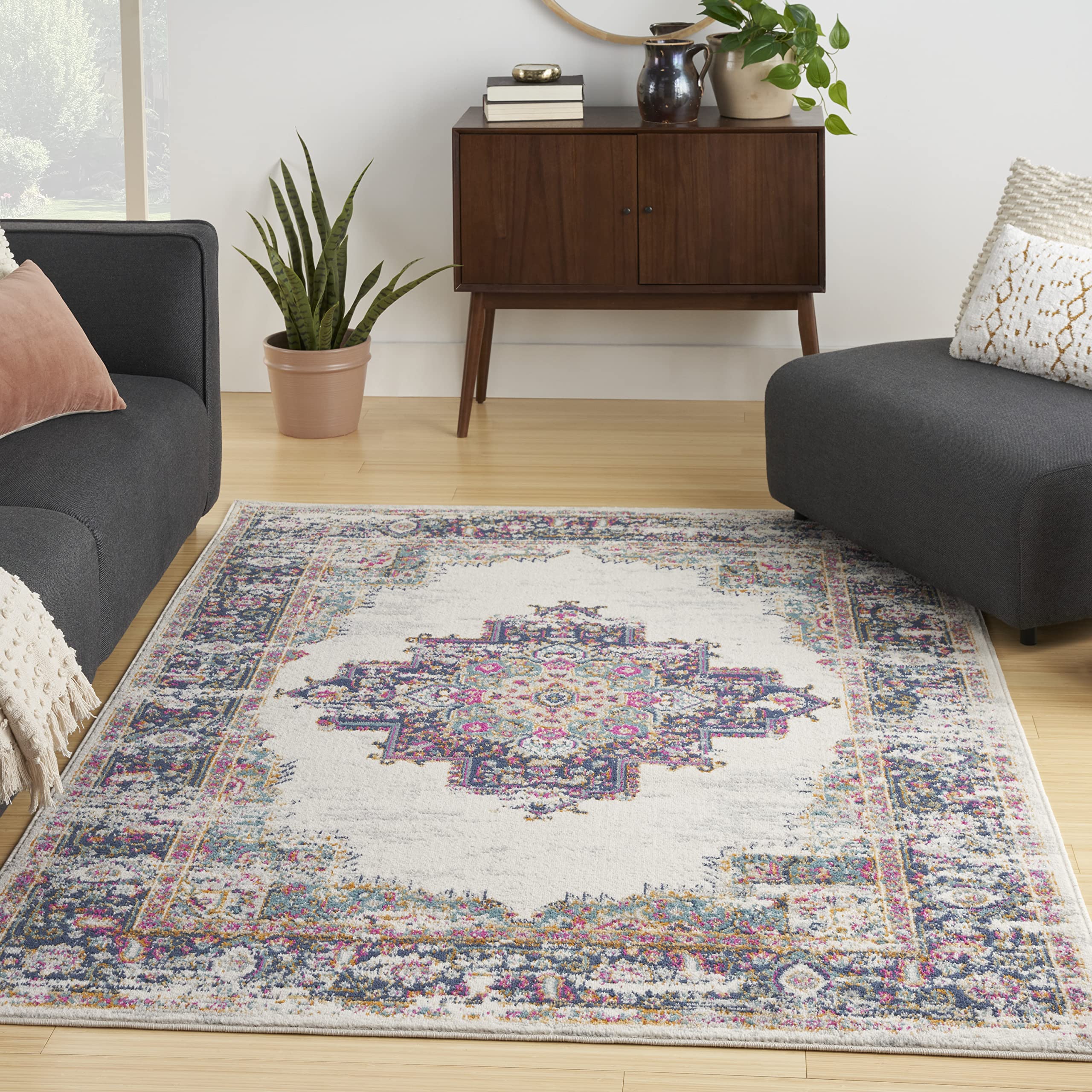 Traditional Boho Area Rug - Easy Cleaning, Non Shedding, Bed Room, Living Room, Hallway