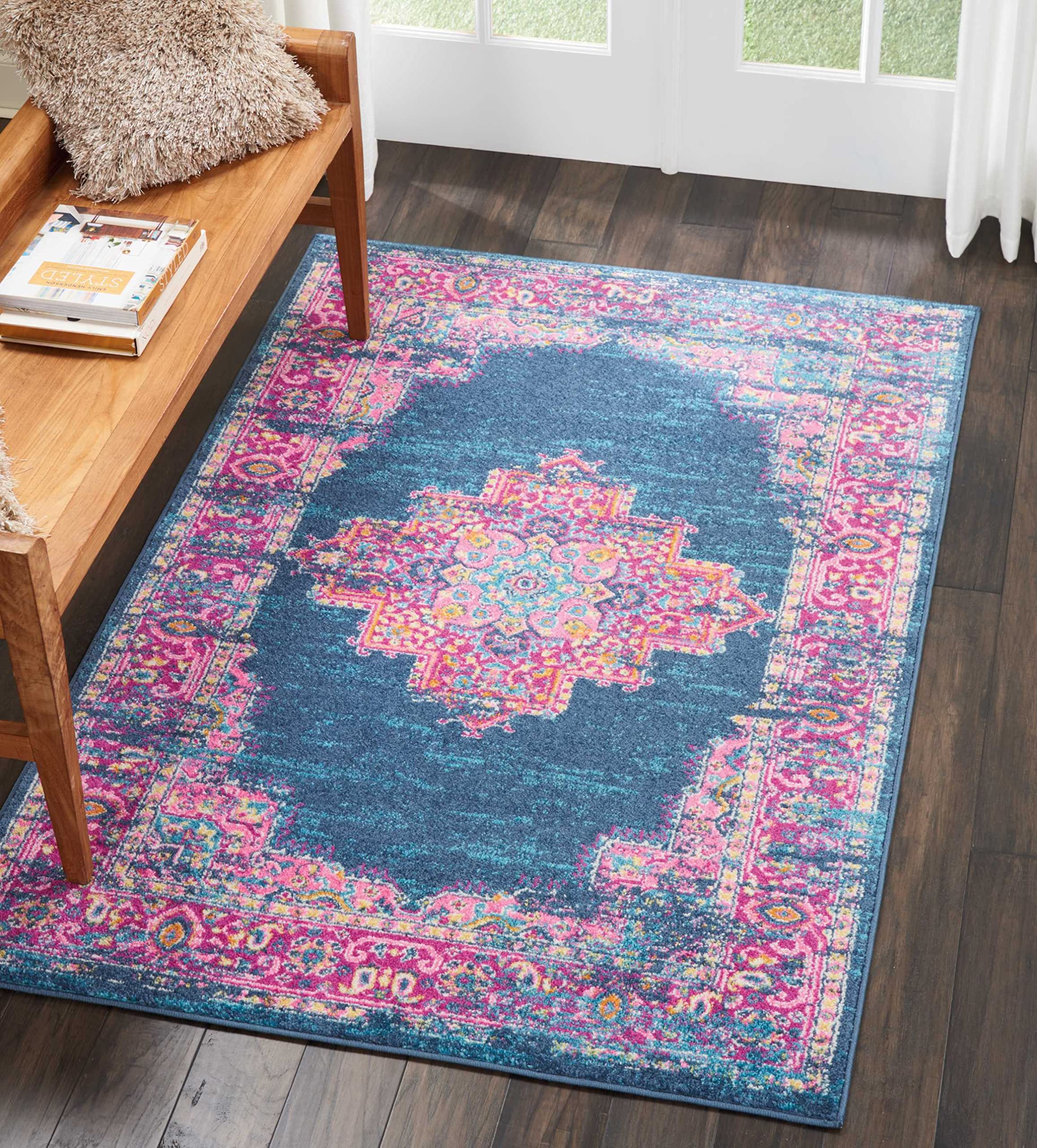 Traditional Boho Area Rug - Easy Cleaning, Non Shedding, Bed Room, Living Room, Hallway