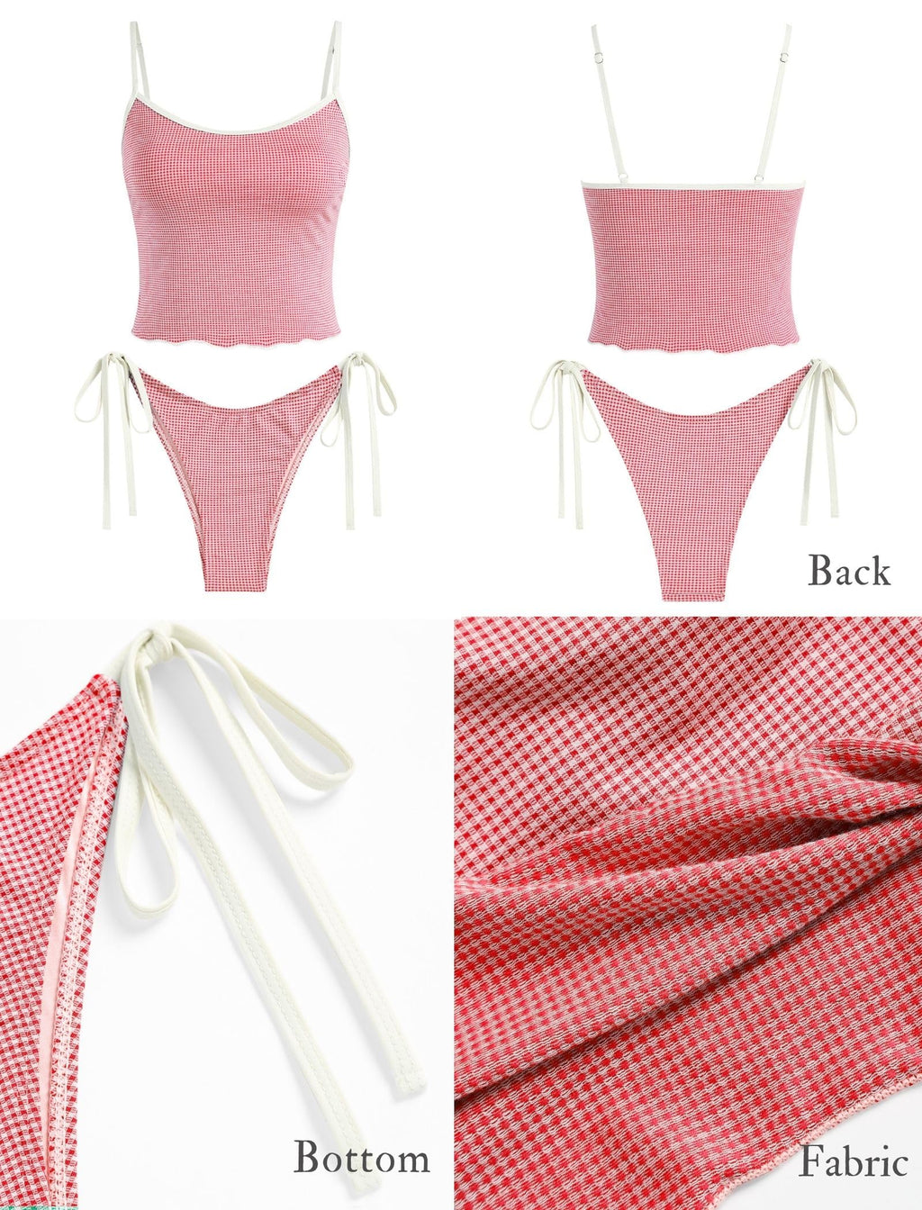 Tankini Swimsuits for Women Tie Front Tummy Control Spliced Ruffles Bikini Sets Two Piece Bathing Suits