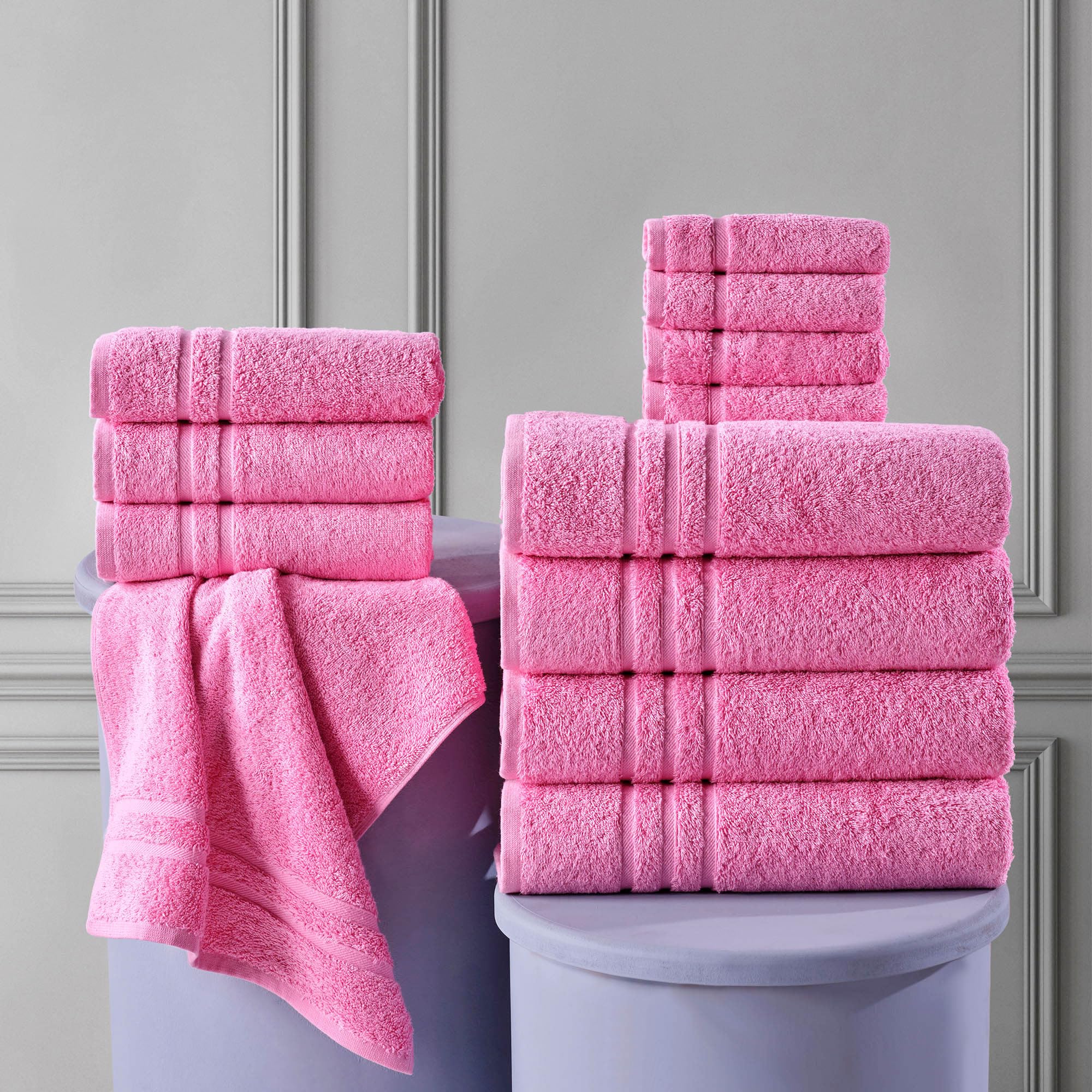 Linen Bath Towels Set for Bathroom Original Turkish Cotton Soft, Absorbent and Premium 2 Bath Towels, 2 Hand Towels, 2 Washcloths