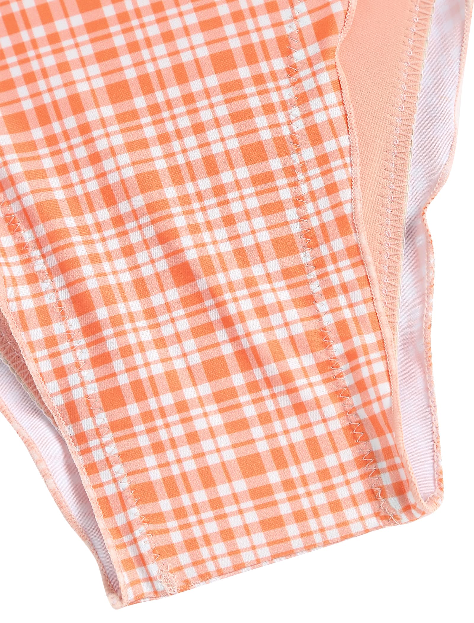 Tankini Swimsuits for Women Smocked Ruffles Tie Front Bowknot Textured High Cut Tanga Tankini Set