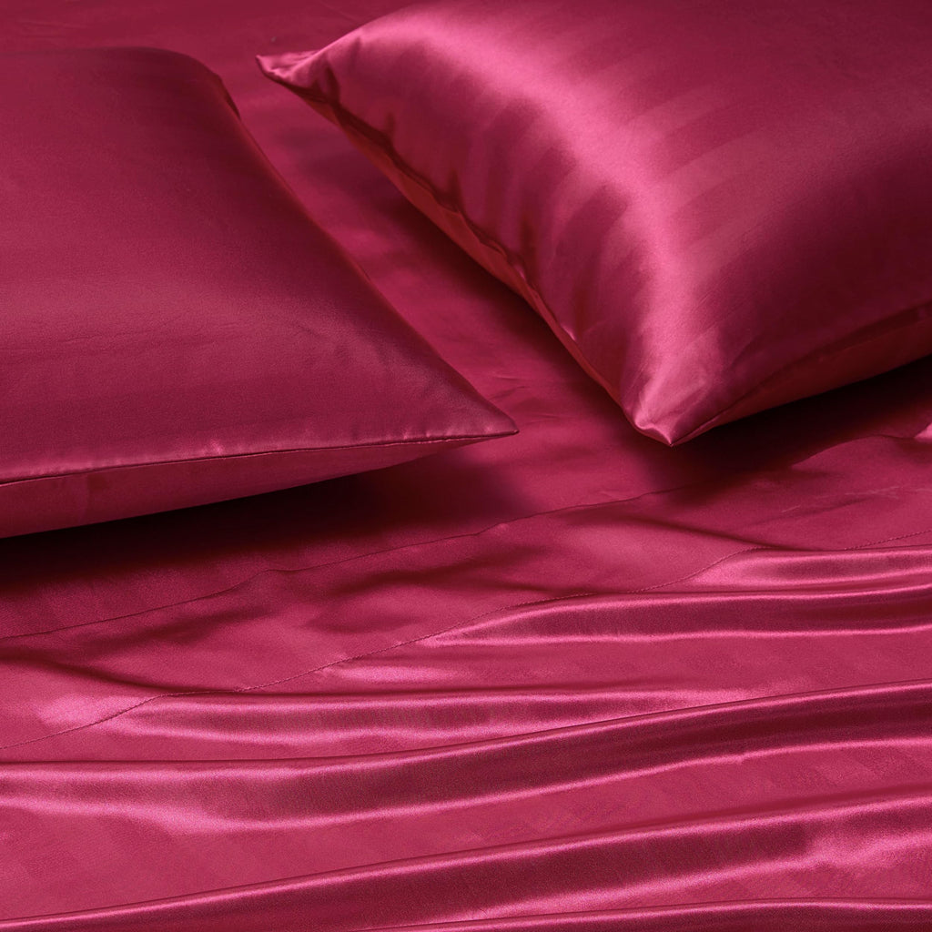 Juicy Couture Silky Satin Damask Sheet Set - Luxury Smooth Satin Striped Sheets