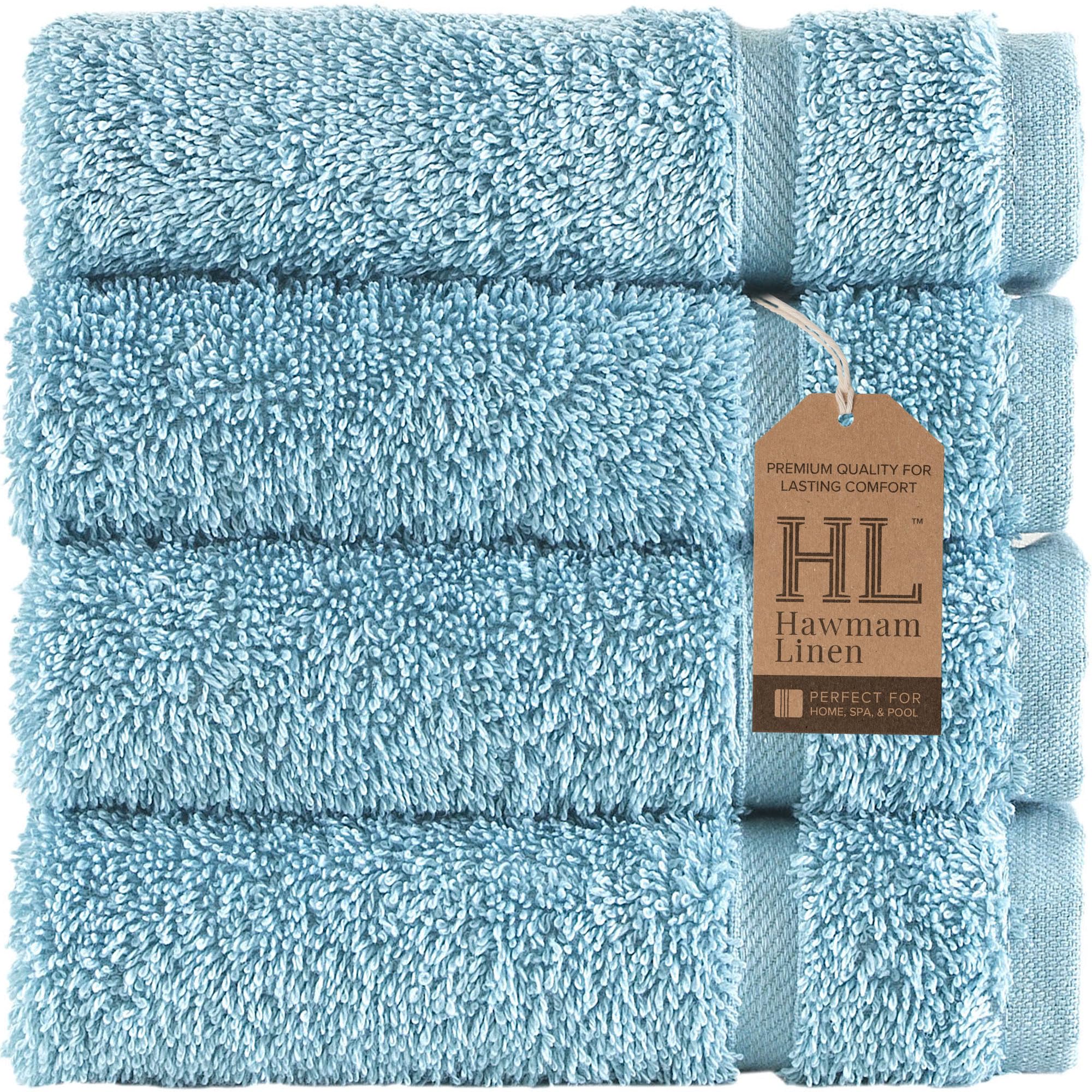Linen Bath Towels Set for Bathroom Original Turkish Cotton Soft, Absorbent and Premium 2 Bath Towels, 2 Hand Towels, 2 Washcloths
