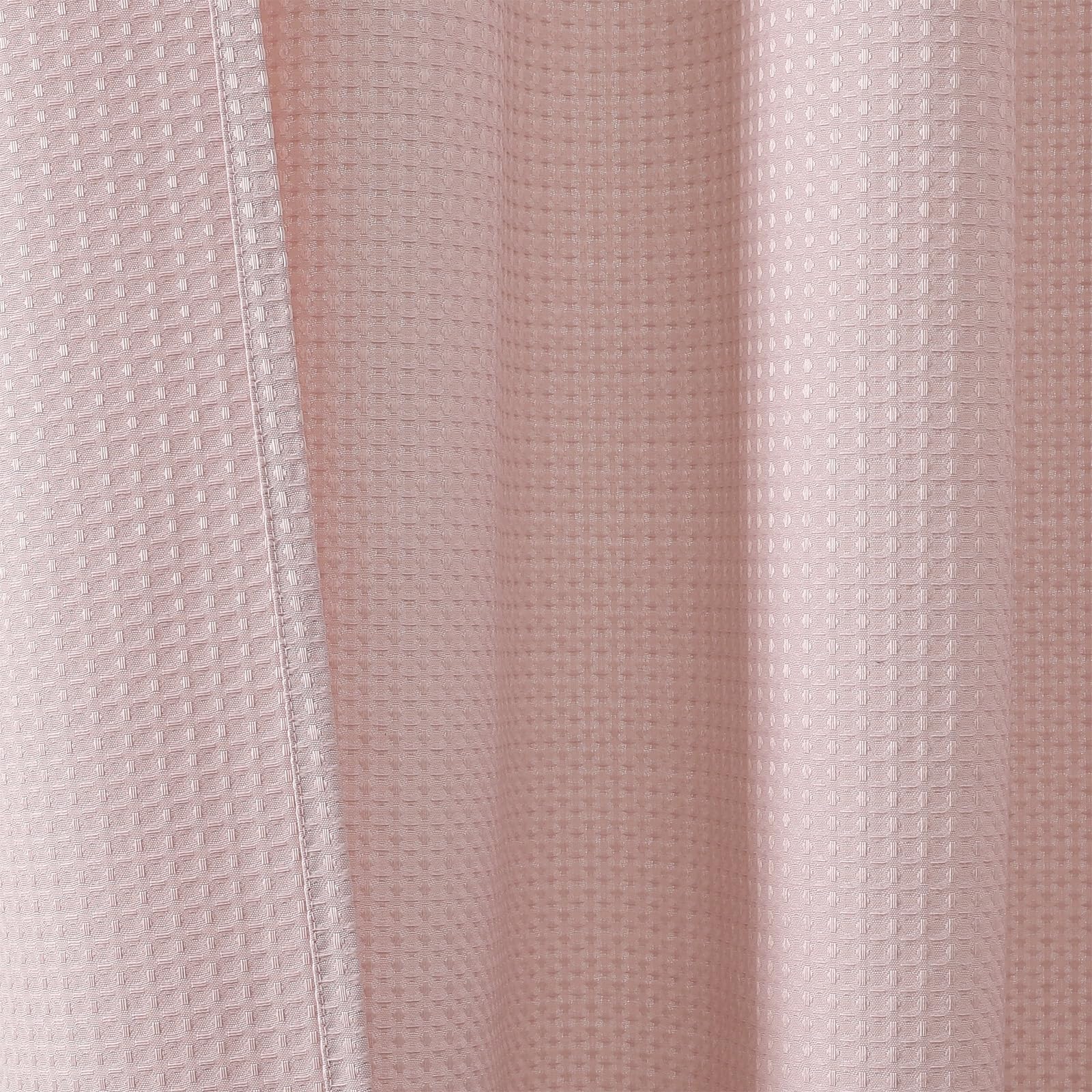 Waffle Textured Heavy Duty Fabric Shower Curtain for Bathroom, Luxury Hotel Weighted 230GSM Bath Curtain with 12 Plastic Hooks, Machine Washable, 72x72