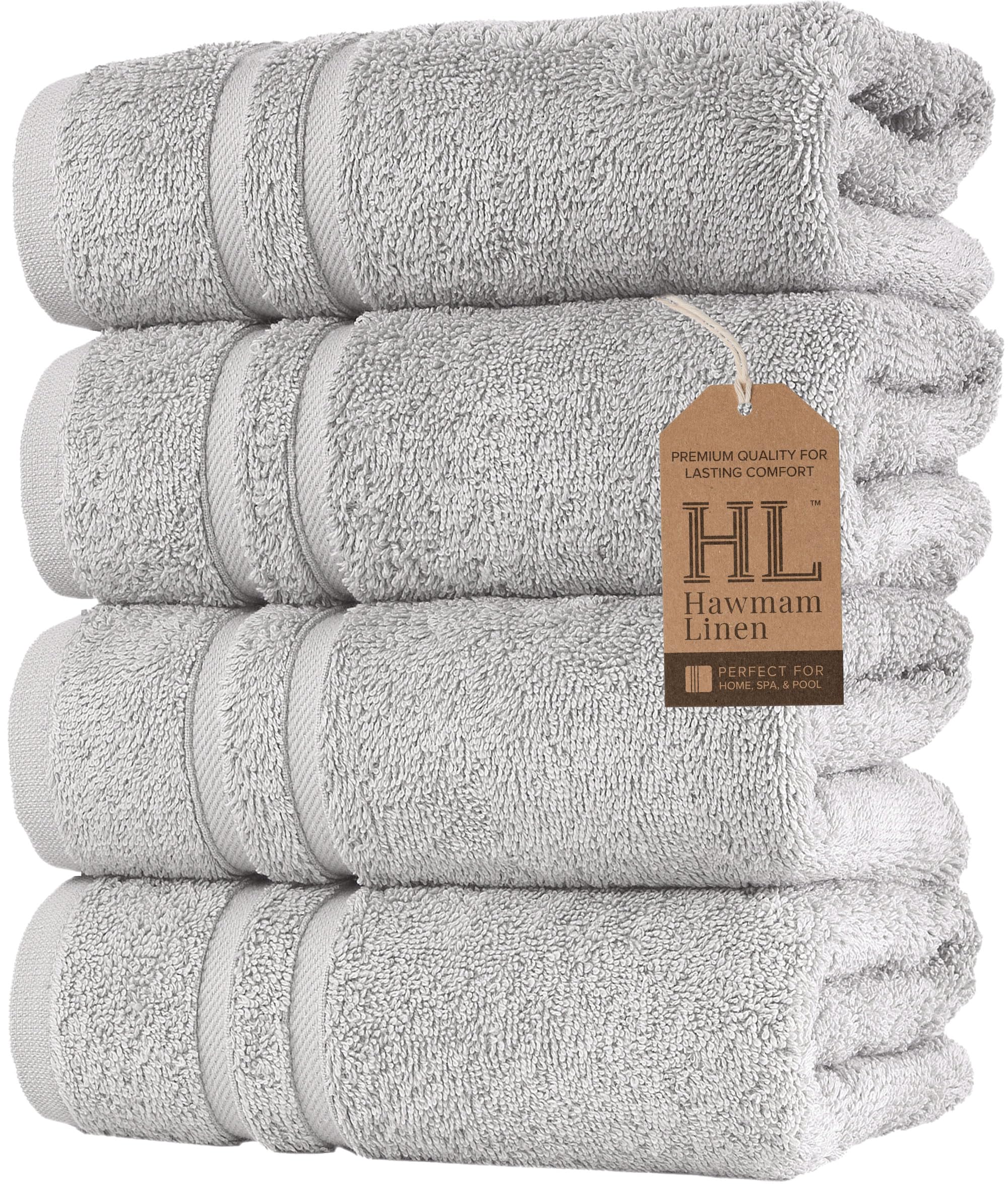 Linen Bath Towels Set for Bathroom Original Turkish Cotton Soft, Absorbent and Premium 2 Bath Towels, 2 Hand Towels, 2 Washcloths