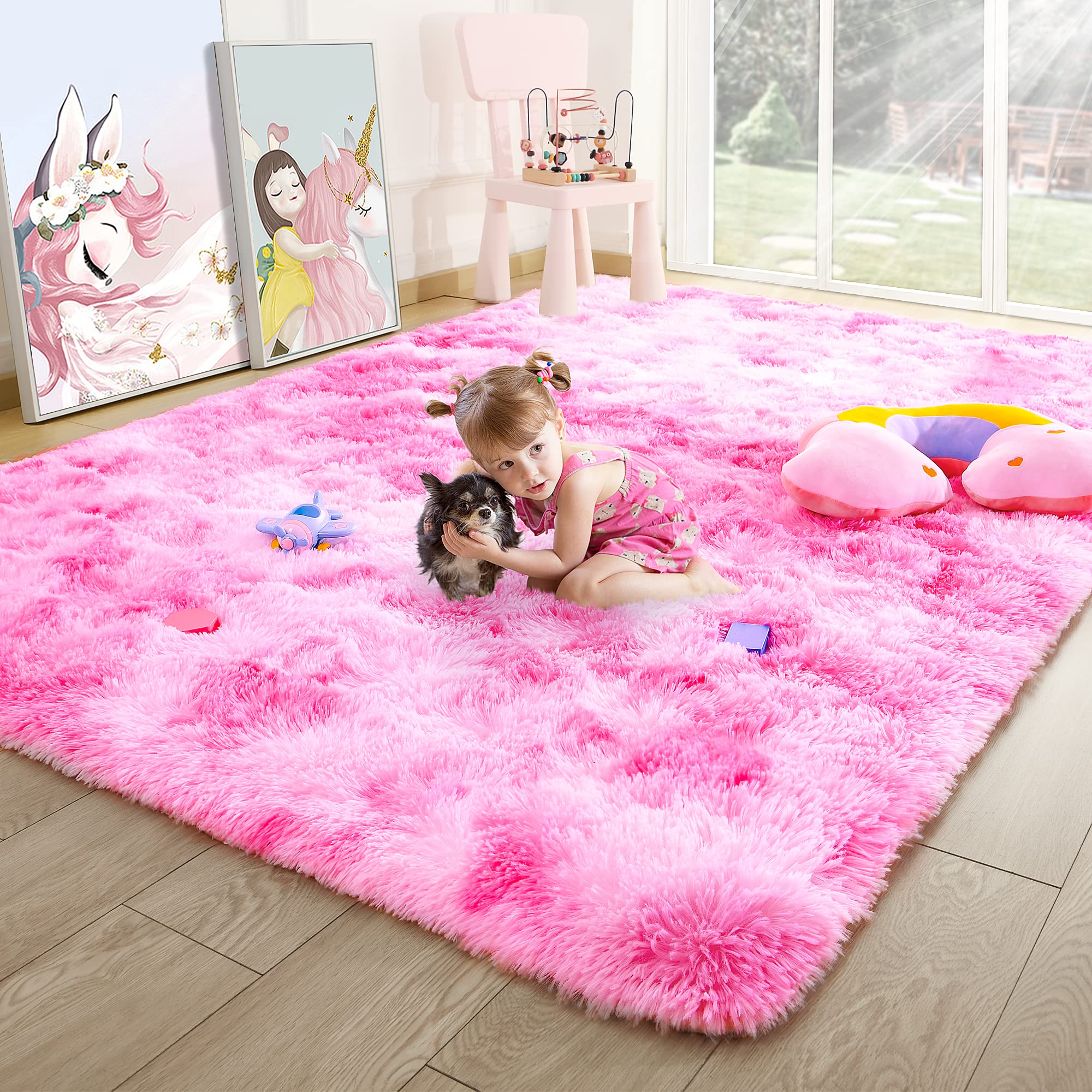 Fluffy Area Rugs Shag Throw Floor Carpet, Soft Shaggy Bedside Non-Slip Plush Rug Home Decor Aesthetic