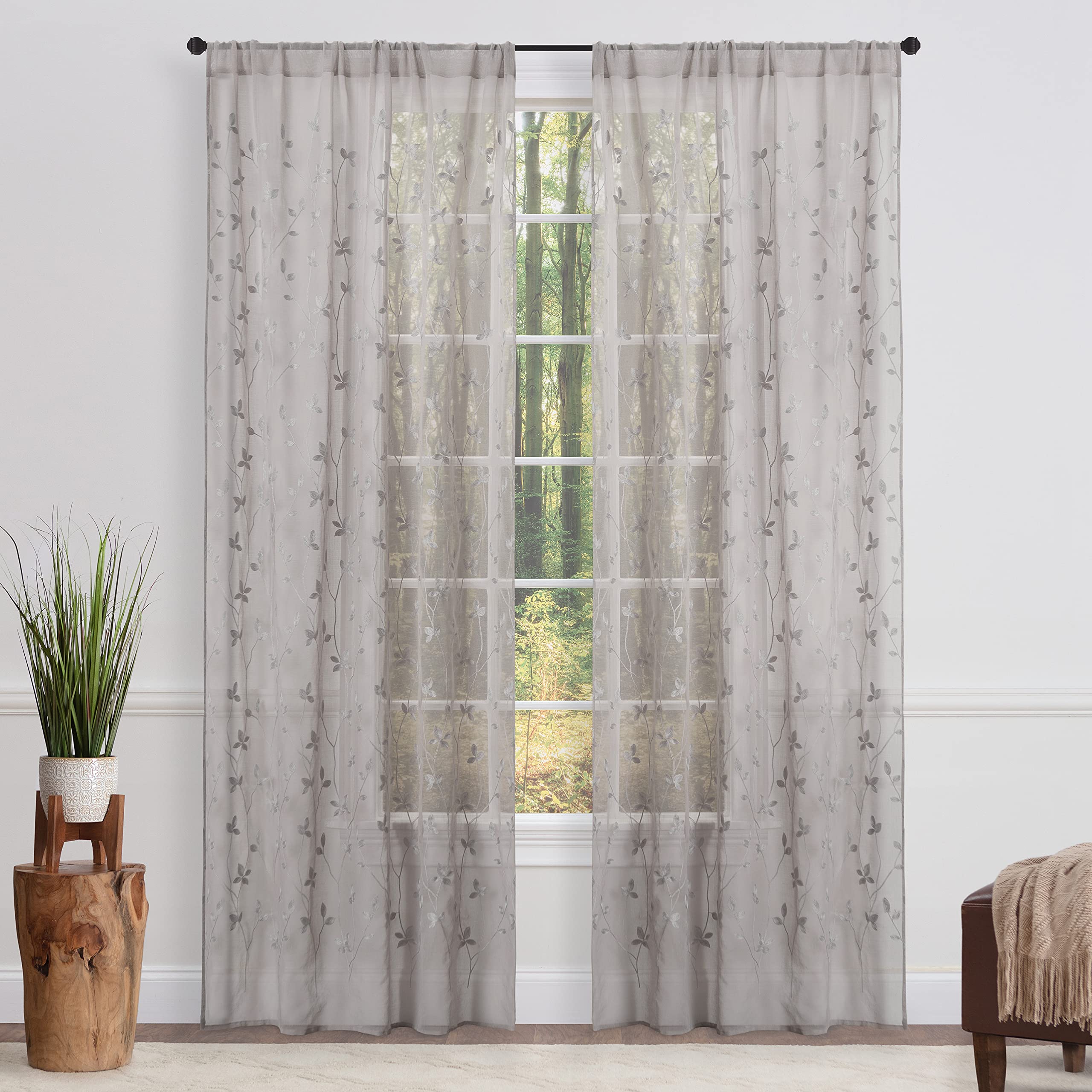 Embroidered Vine Curtains - Sheer Curtains