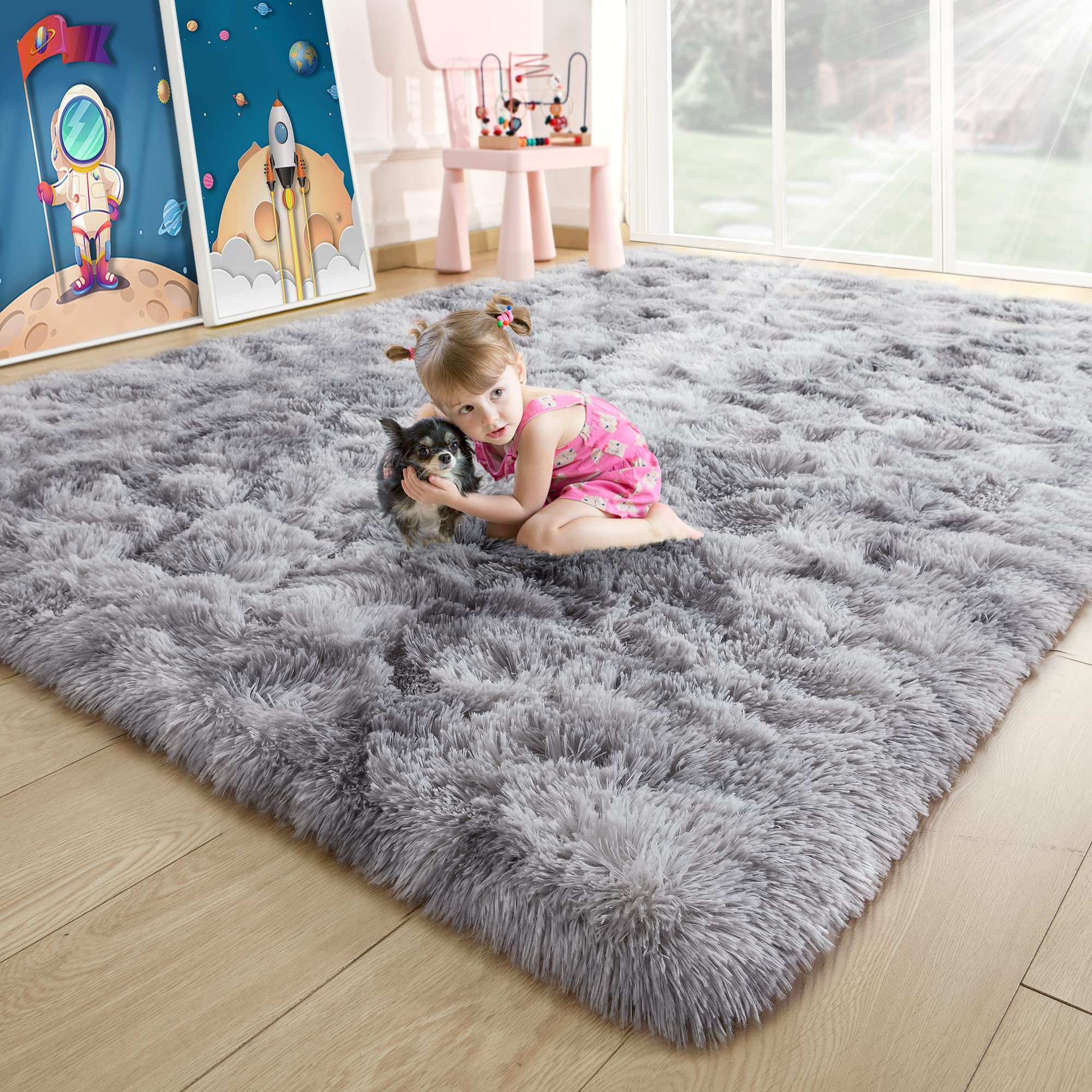 Fluffy Area Rugs Shag Throw Floor Carpet, Soft Shaggy Bedside Non-Slip Plush Rug Home Decor Aesthetic