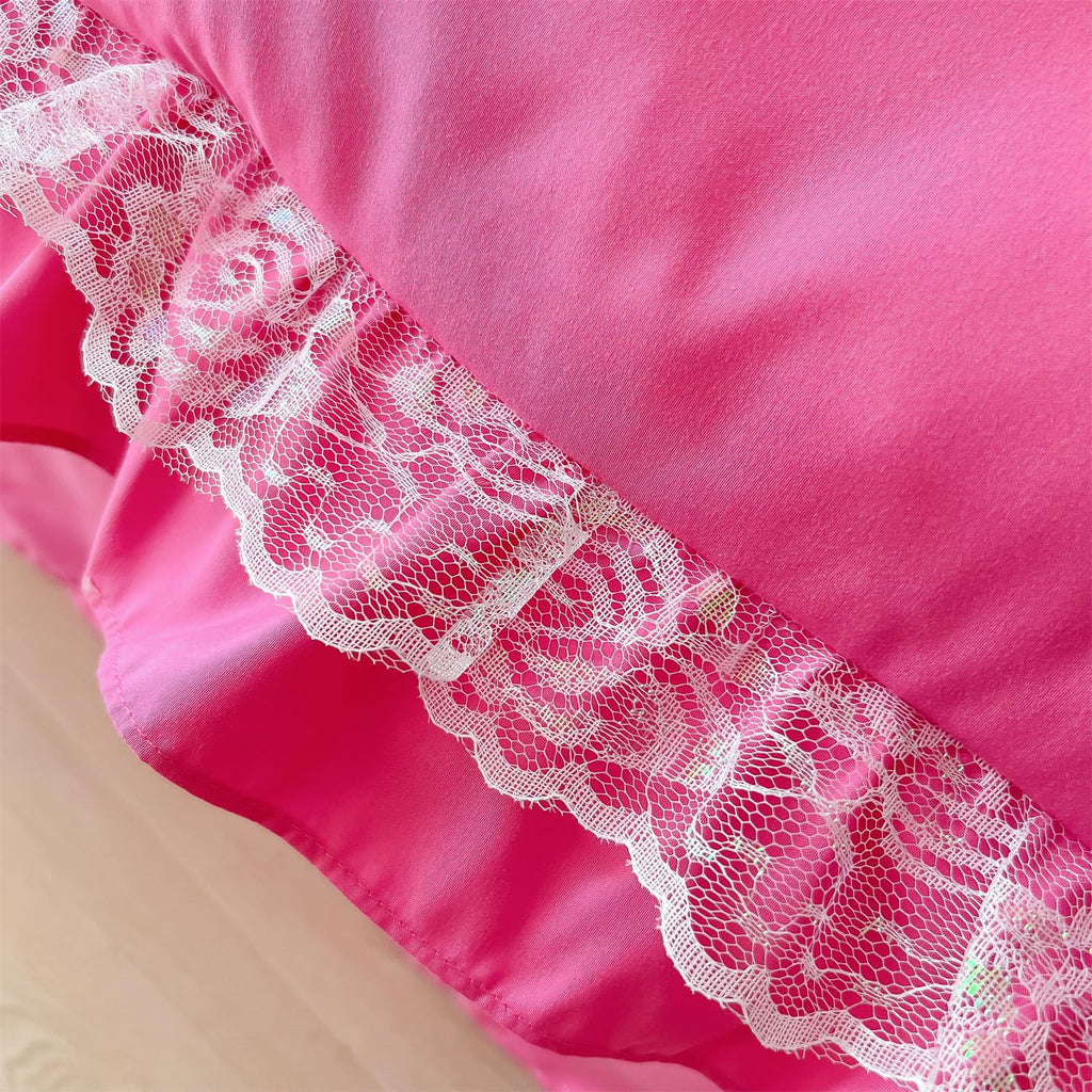 Chic Ruffle Lace Polyester Duvet Cover Set - Bedding-2 Piece Twin Duvet Cover with Zipper Closure - Ultra Soft and Light Weight