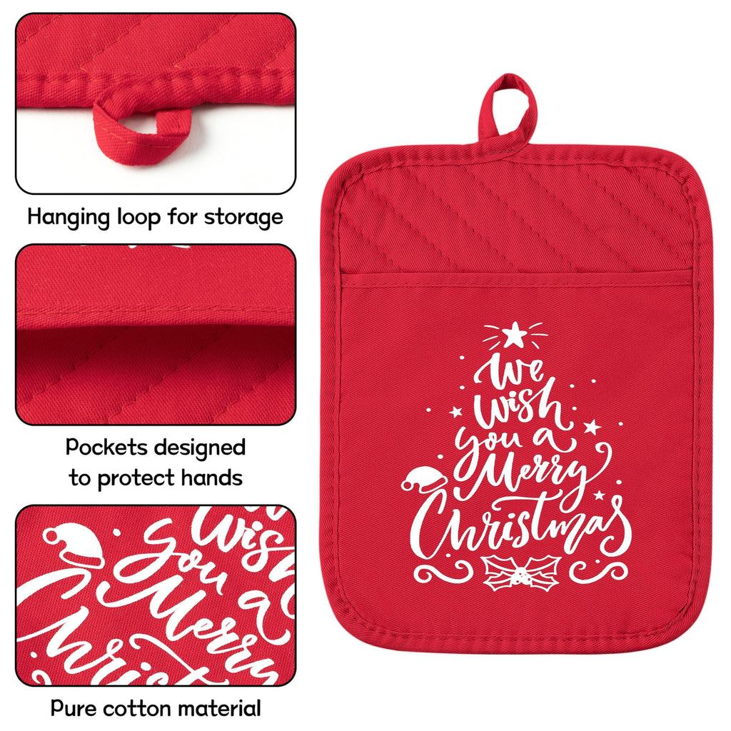 The Heart of The Home Heat Resistant Hot Pad Machine Washable Gloves with Hanging Loop Pocket