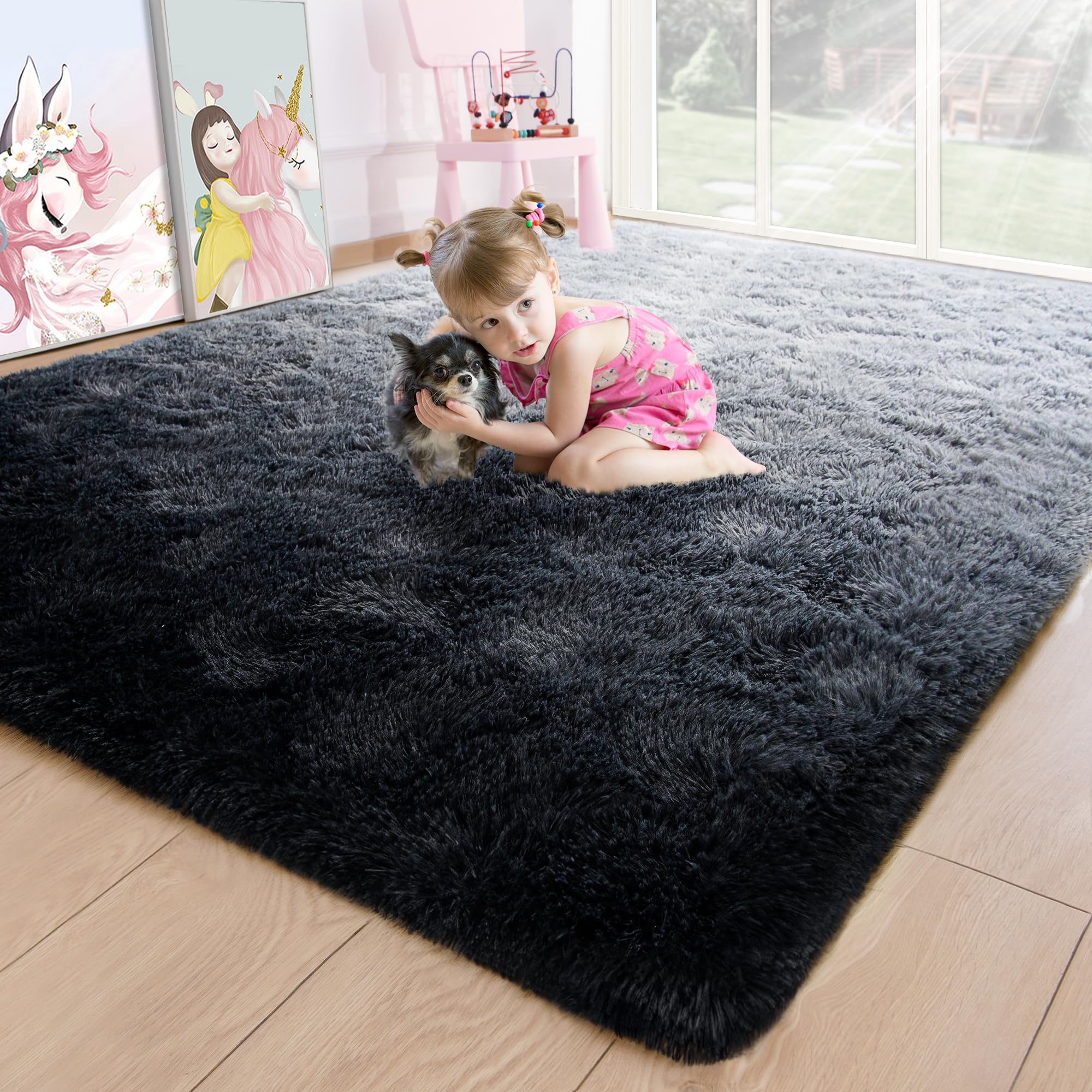 Fluffy Area Rugs Shag Throw Floor Carpet, Soft Shaggy Bedside Non-Slip Plush Rug Home Decor Aesthetic