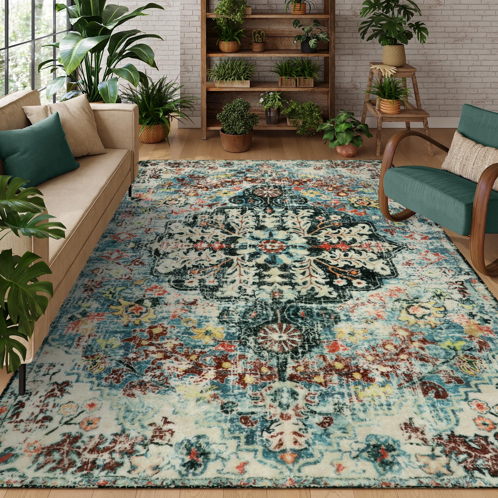 Floral Bohemian Medallion Area Rugs