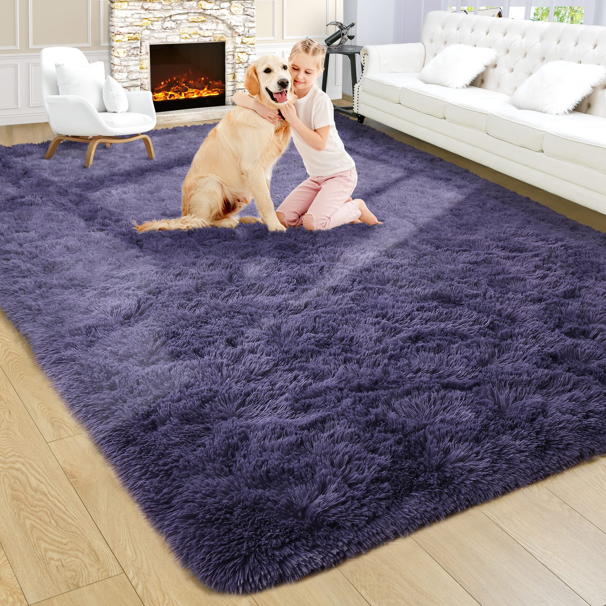 Fluffy Area Rugs Shag Throw Floor Carpet, Soft Shaggy Bedside Non-Slip Plush Rug Home Decor Aesthetic