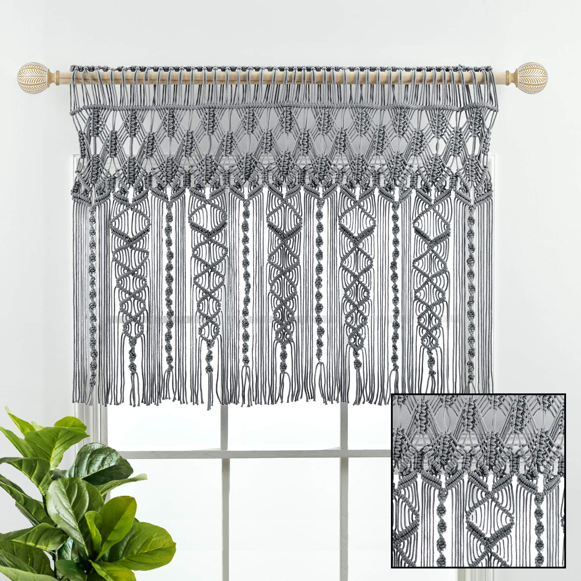 Lush Decor Boho Macrame Textured Cotton Valance Curtain